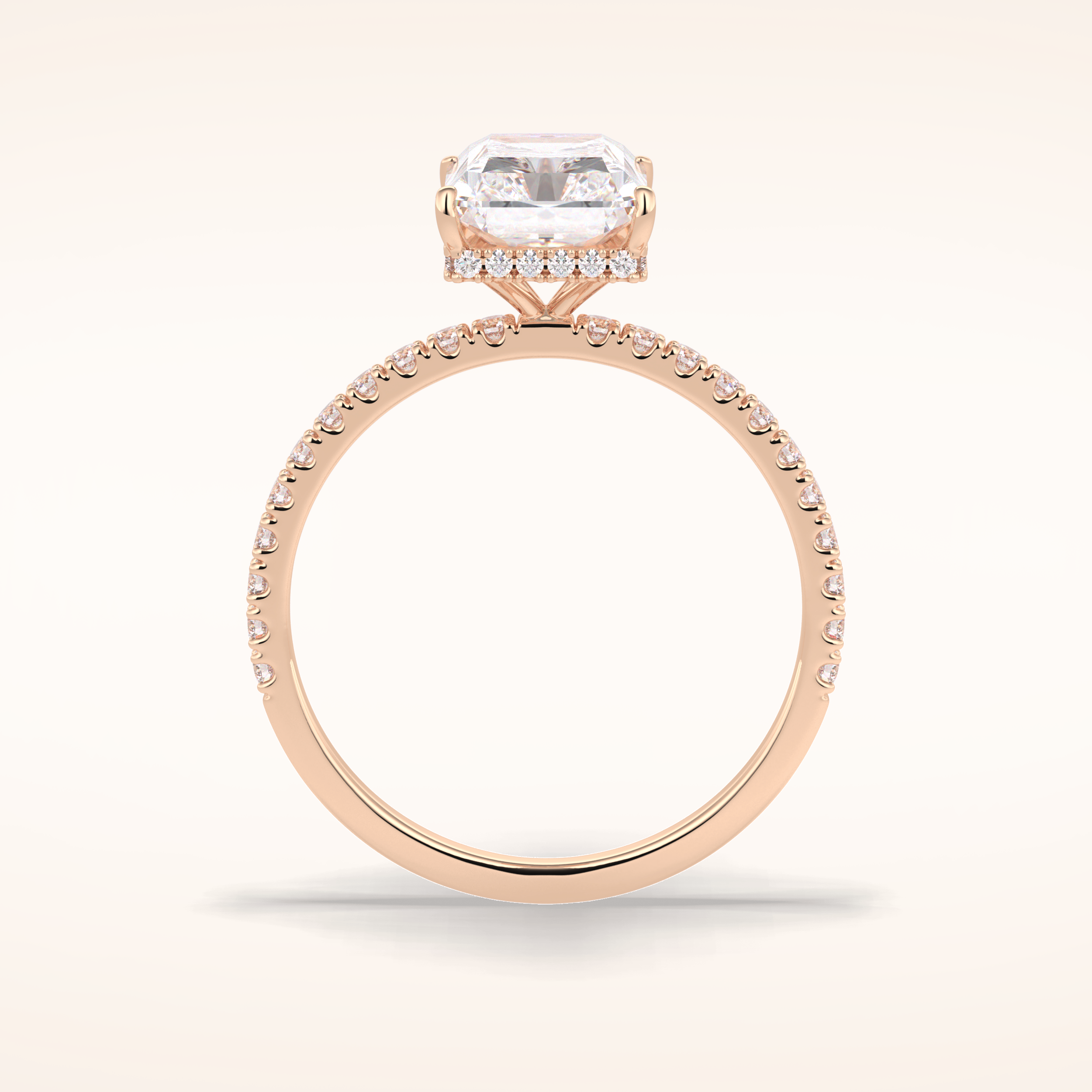 3 CT Radiant Shaped Pave Moissanite Engagement Ring
