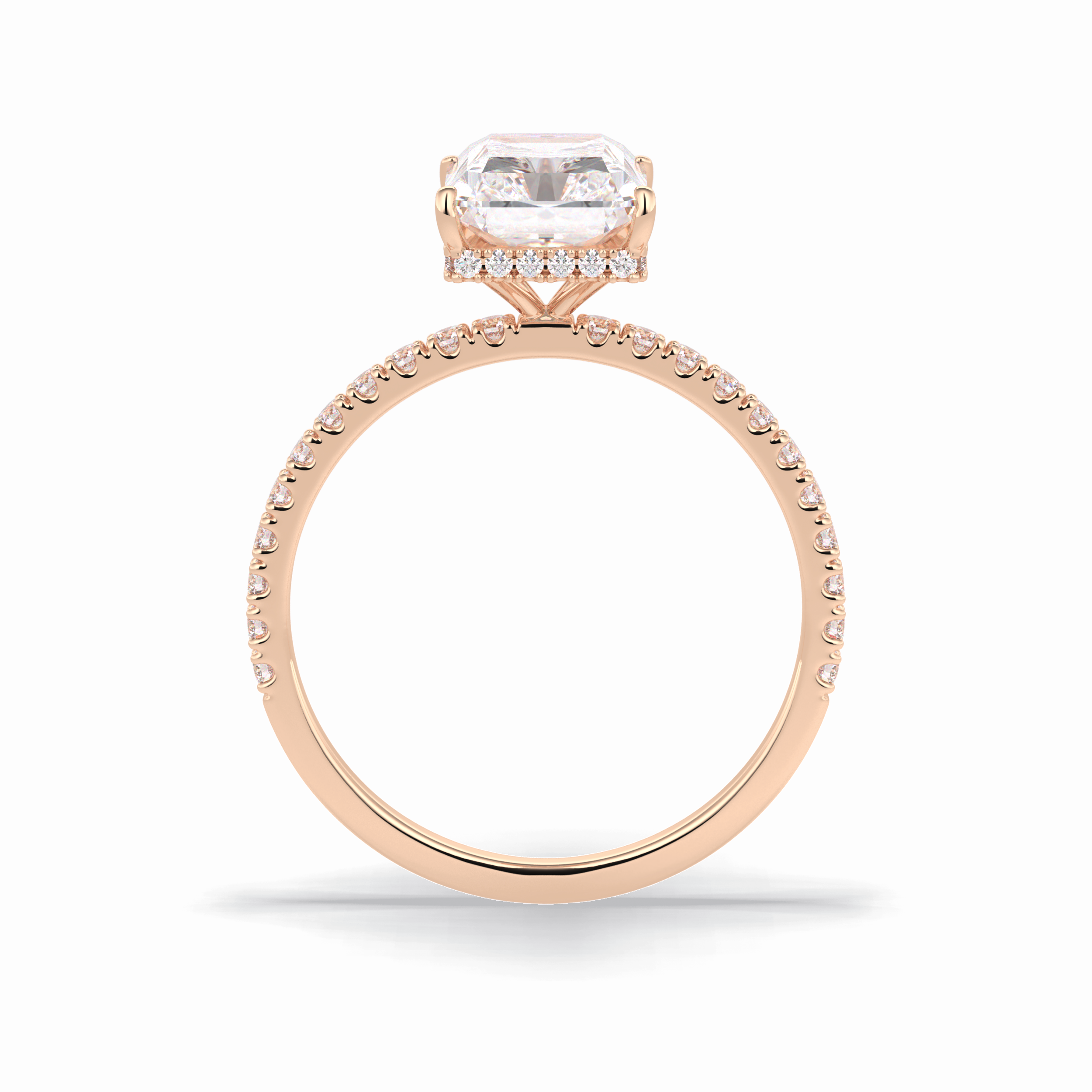 Radiant Hidden Halo & Pave Lab Grown Diamond Engagement Ring