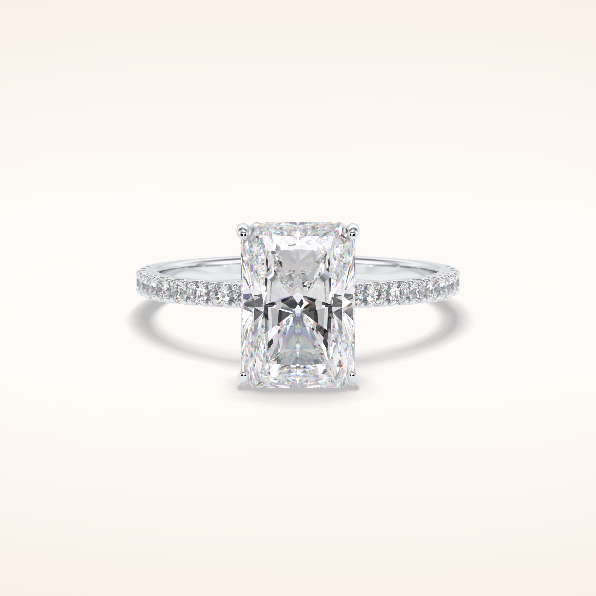3 CT Radiant Shaped Pave Moissanite Engagement Ring
