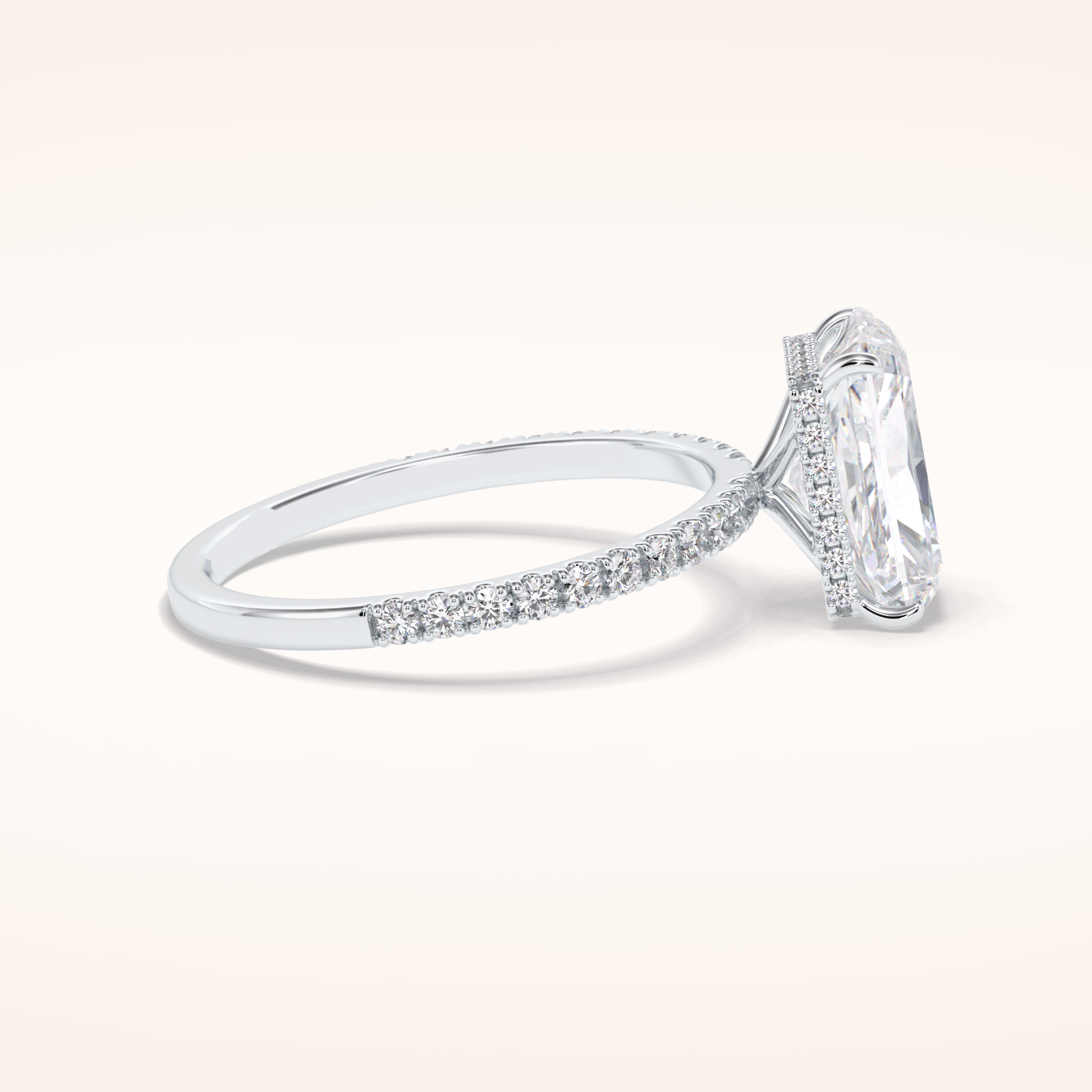 3 CT Radiant Shaped Pave Moissanite Engagement Ring