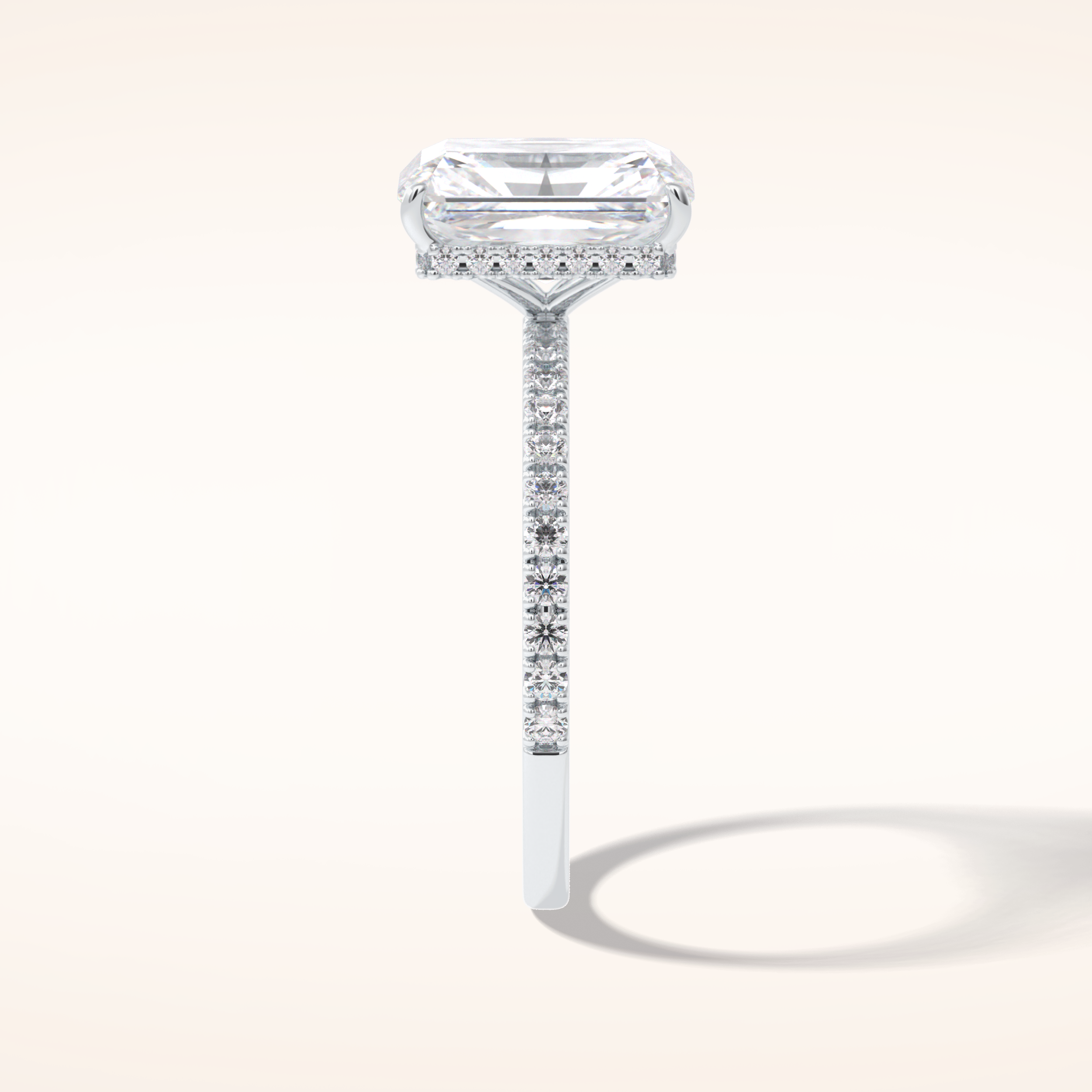 3 CT Radiant Shaped Pave Moissanite Engagement Ring
