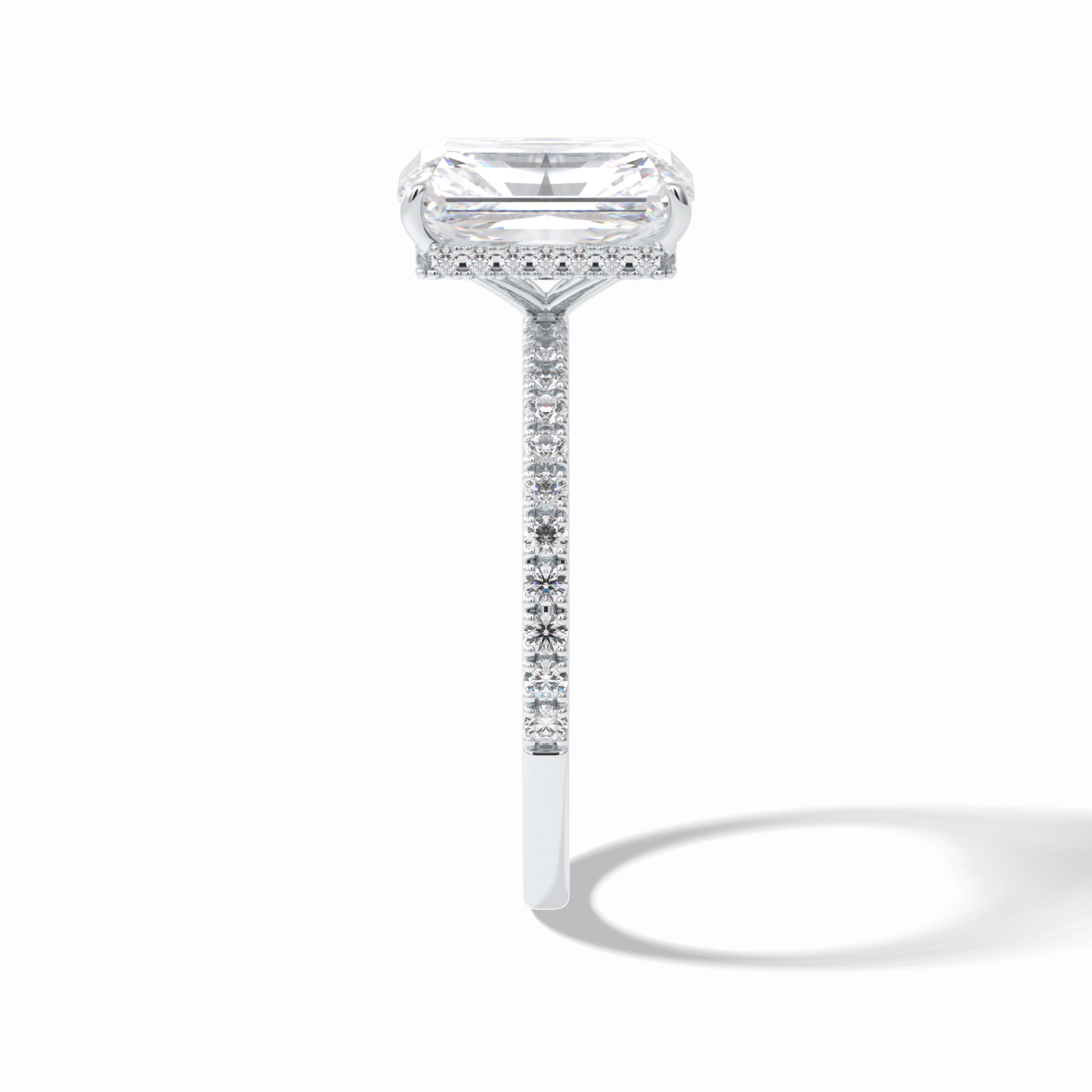 Radiant Hidden Halo & Pave Lab Grown Diamond Engagement Ring