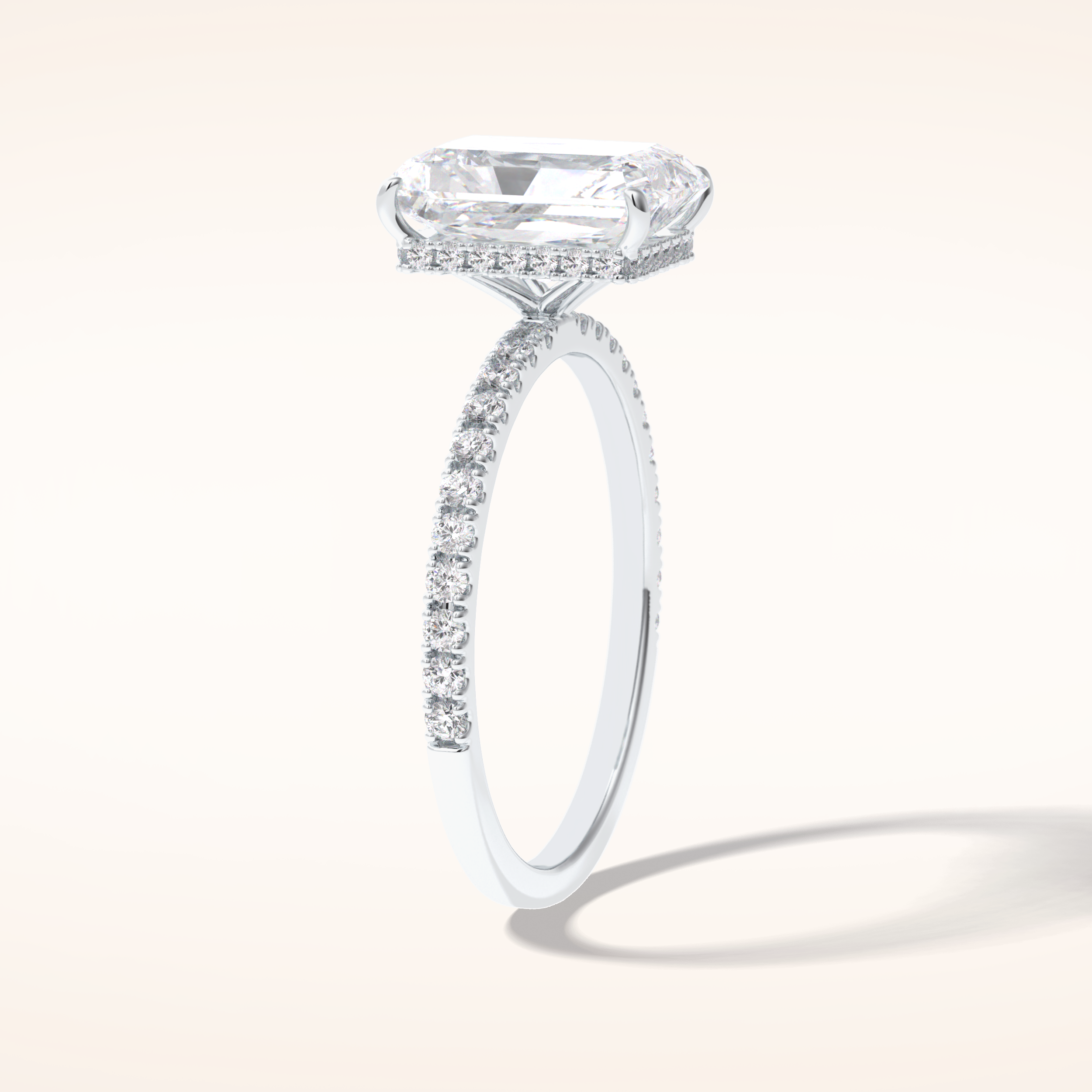 3 CT Radiant Shaped Pave Moissanite Engagement Ring