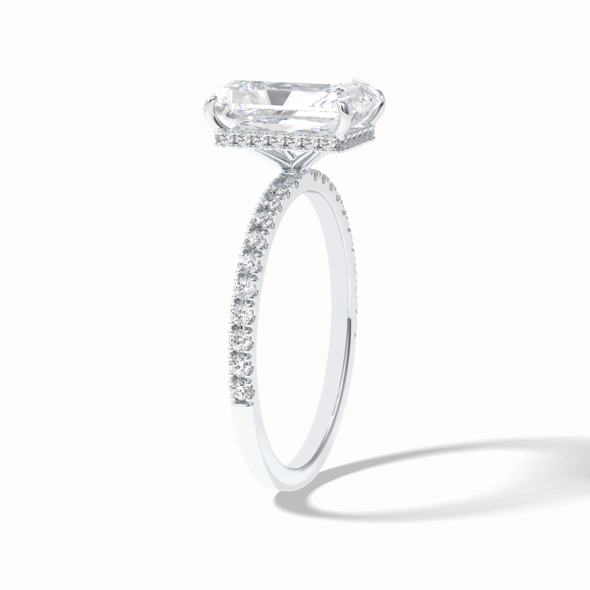 Radiant Hidden Halo & Pave Lab Grown Diamond Engagement Ring