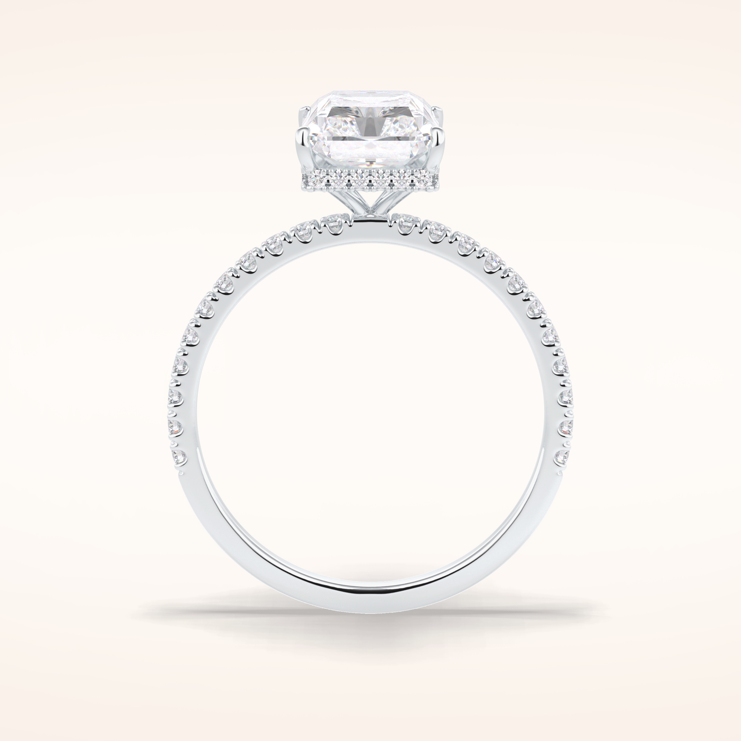 3 CT Radiant Shaped Pave Moissanite Engagement Ring