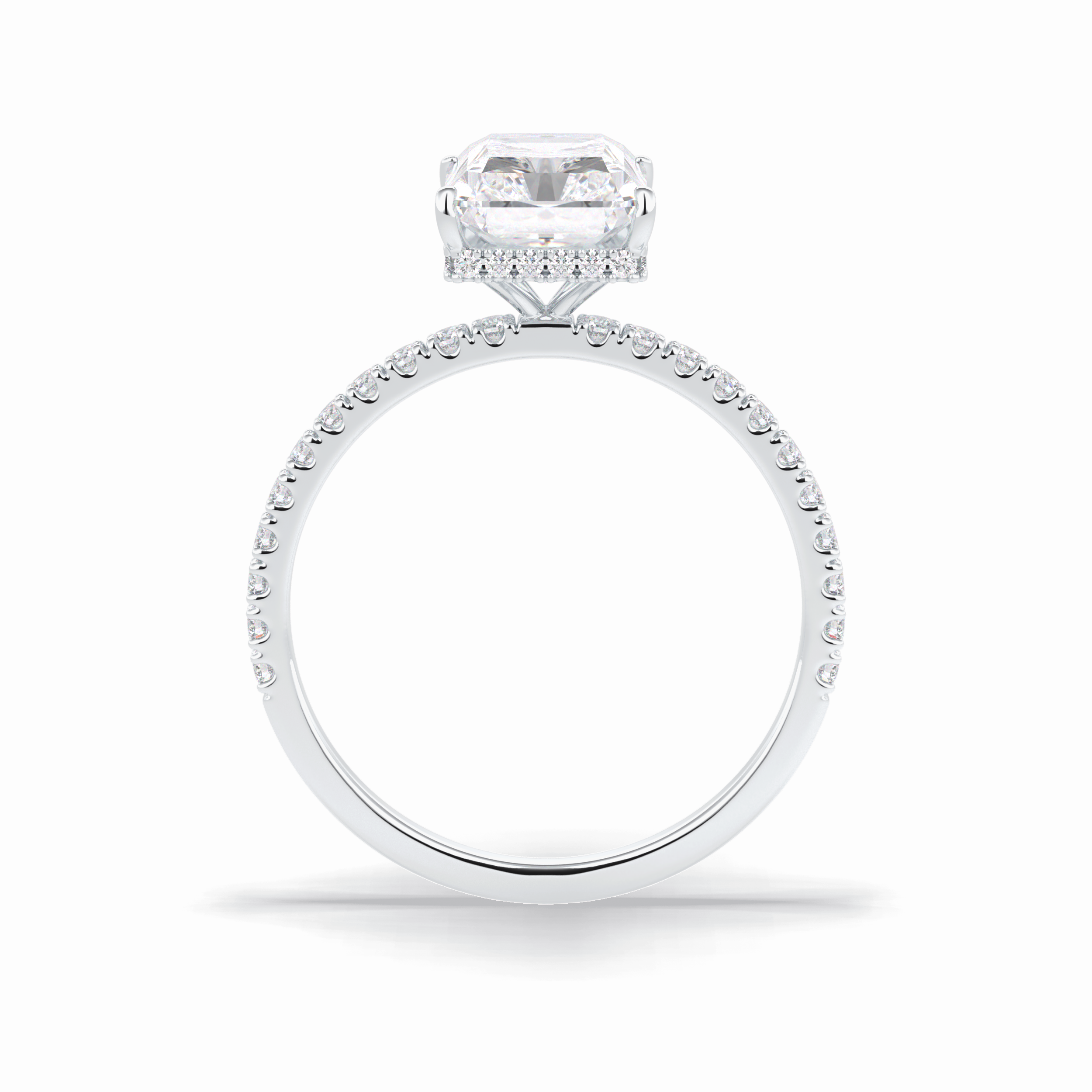 Radiant Hidden Halo & Pave Lab Grown Diamond Engagement Ring