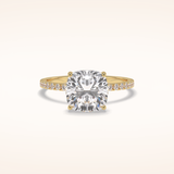 3.05 CT Cushion Shaped Pave Moissanite Engagement Ring