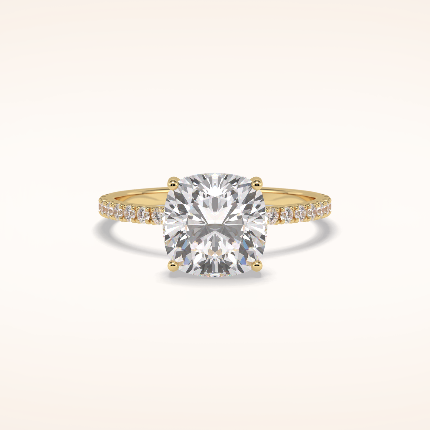 3.05 CT Cushion Shaped Pave Moissanite Engagement Ring