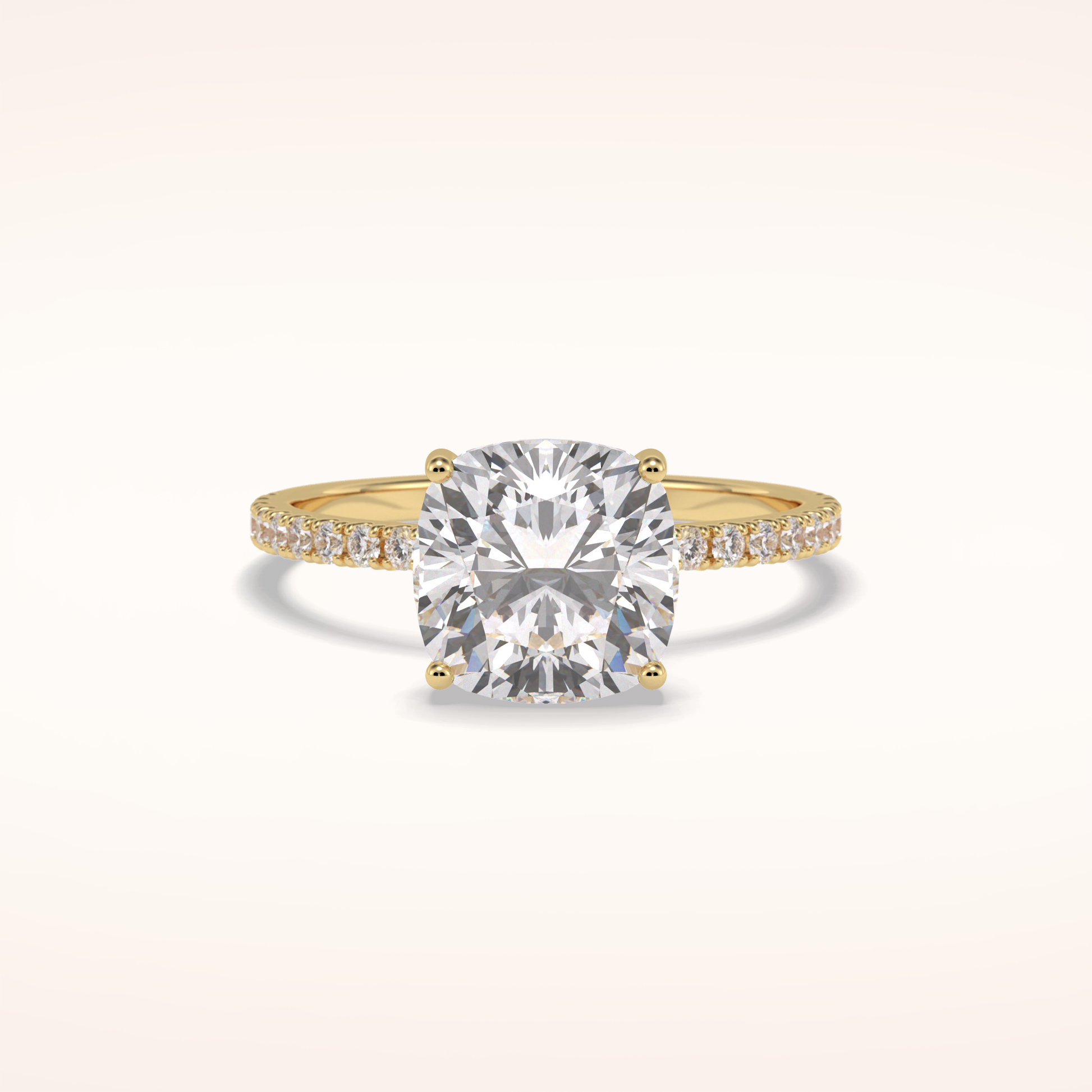 3.05 CT Cushion Shaped Pave Moissanite Engagement Ring