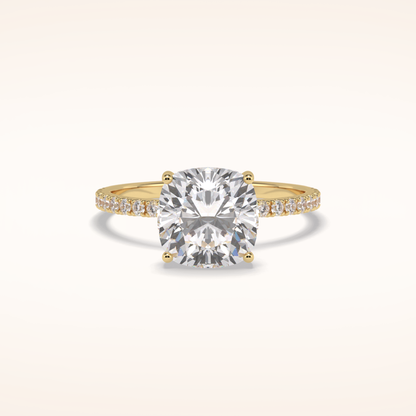 3.05 CT Cushion Shaped Pave Moissanite Engagement Ring