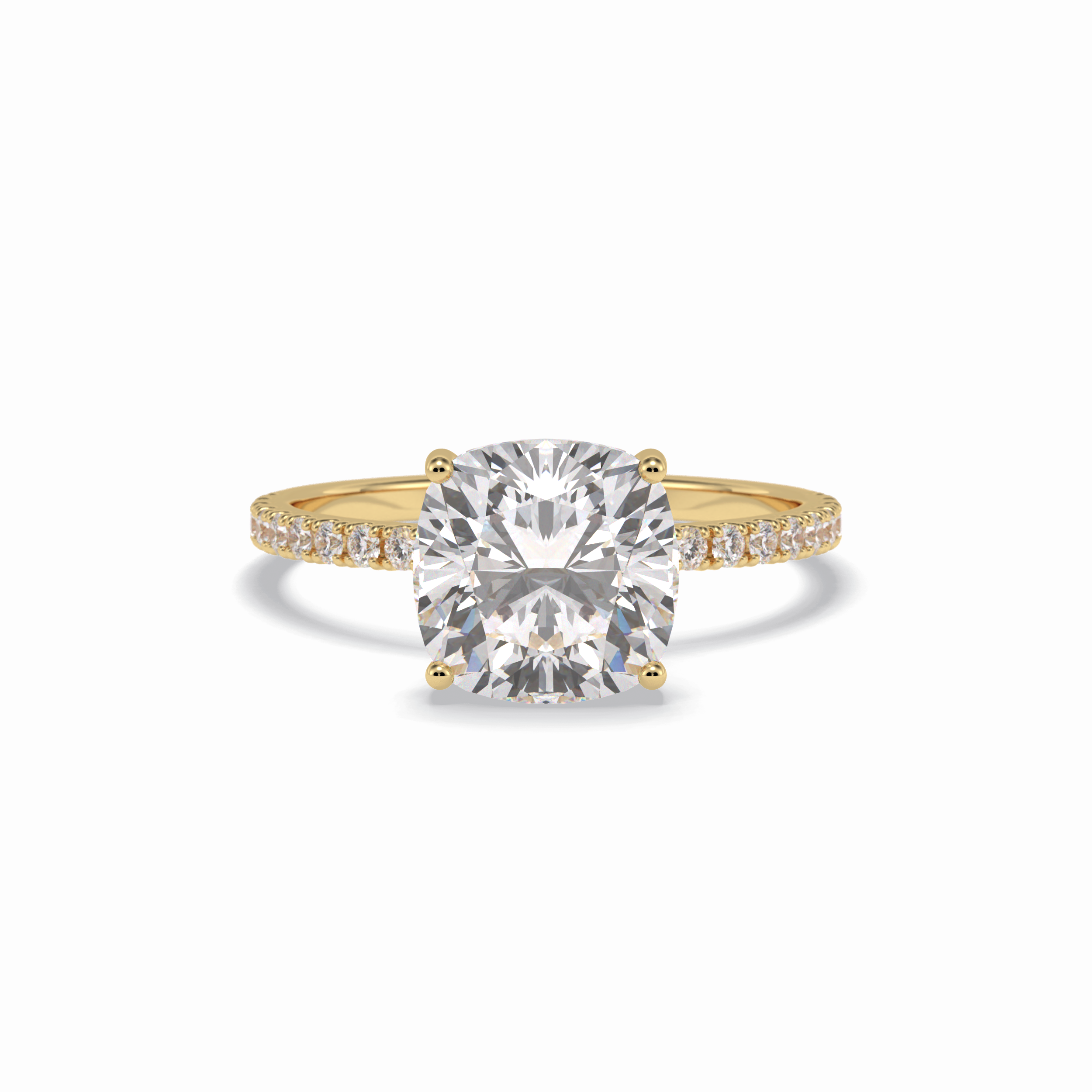 Cushion Pave Lab Grown Diamond Engagement Ring