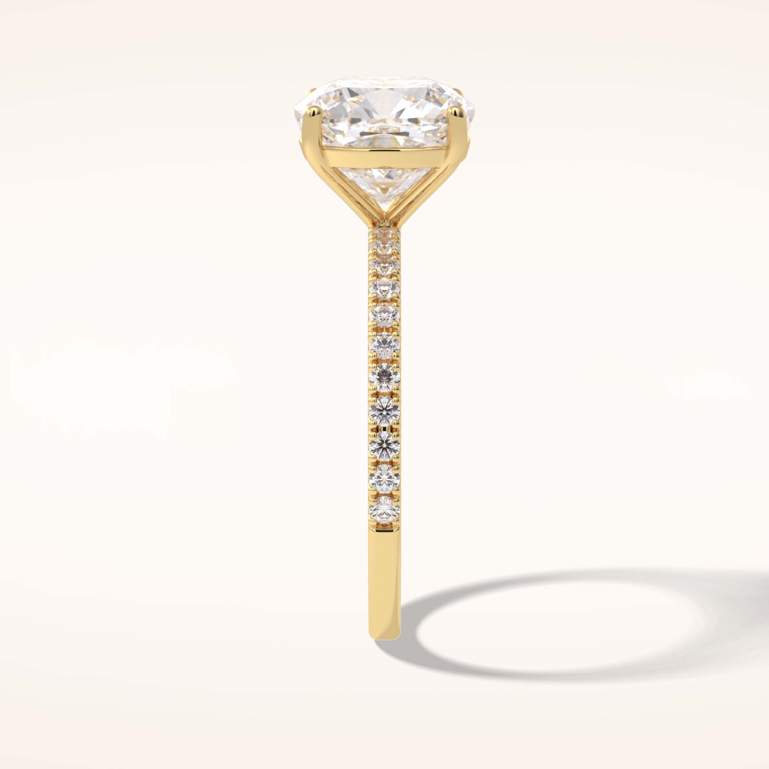 3.05 CT Cushion Shaped Pave Moissanite Engagement Ring