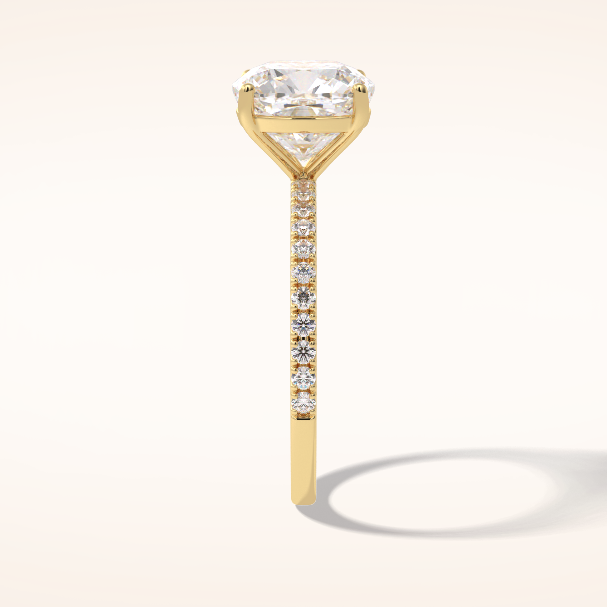 3.05 CT Cushion Shaped Pave Moissanite Engagement Ring