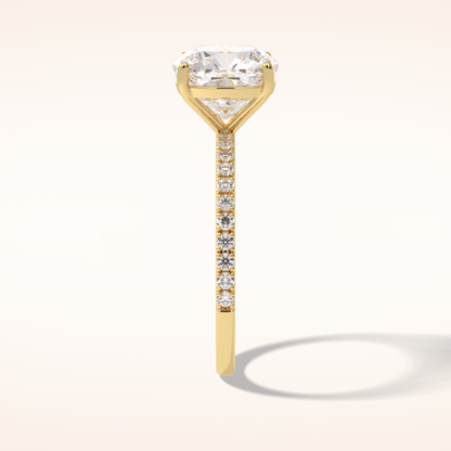 3.05 CT Cushion Shaped Pave Moissanite Engagement Ring