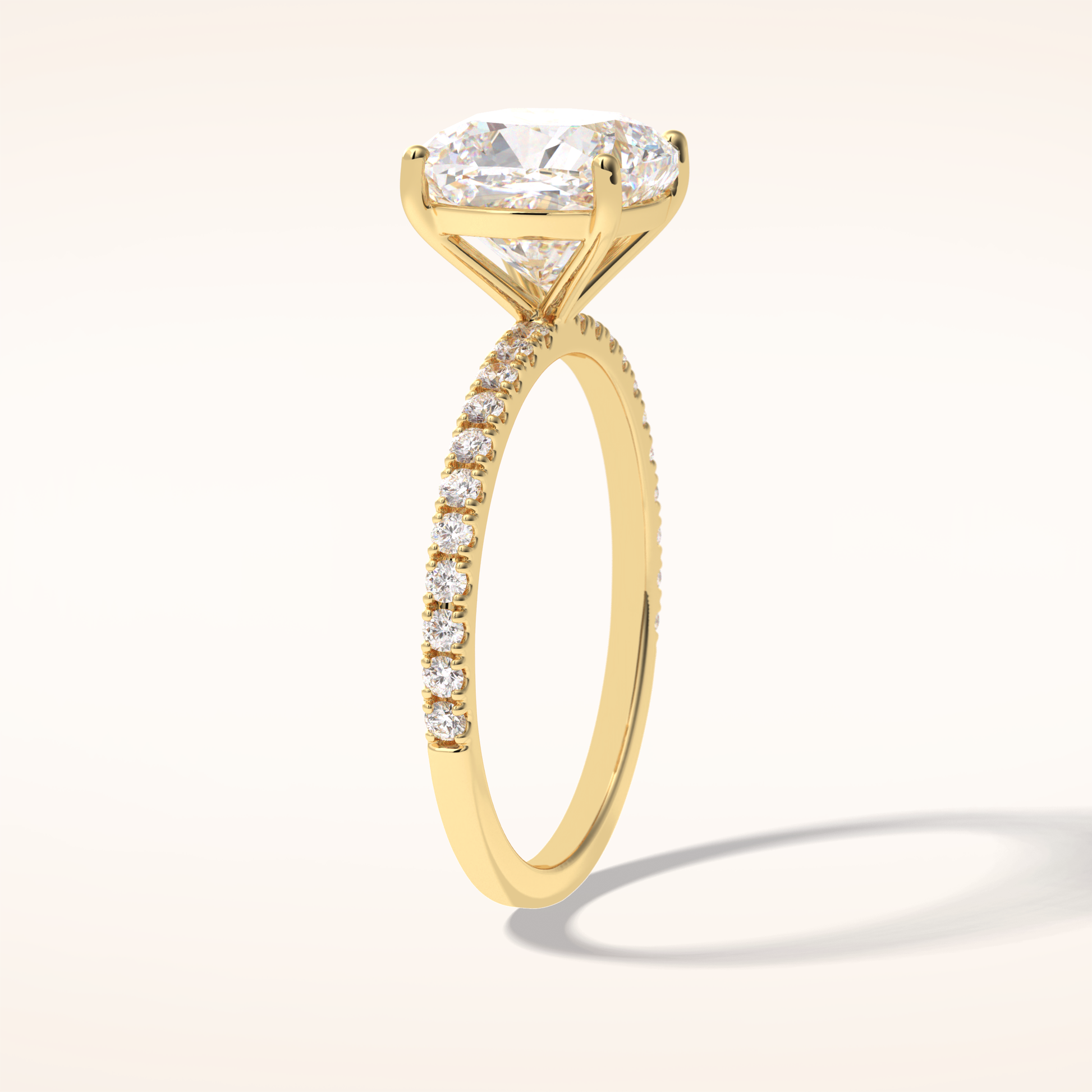 3.05 CT Cushion Shaped Pave Moissanite Engagement Ring