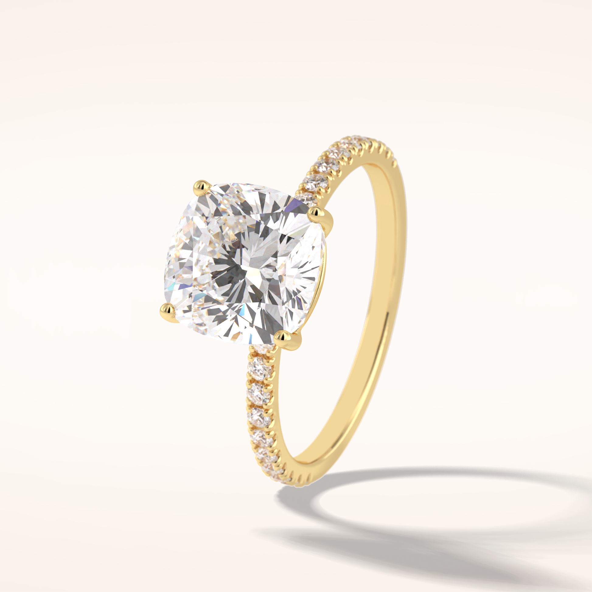 3.05 CT Cushion Shaped Pave Moissanite Engagement Ring