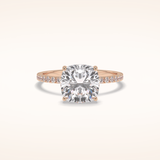 3.05 CT Cushion Shaped Pave Moissanite Engagement Ring