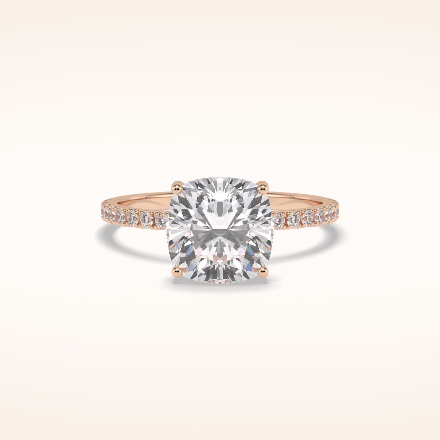 3.05 CT Cushion Shaped Pave Moissanite Engagement Ring
