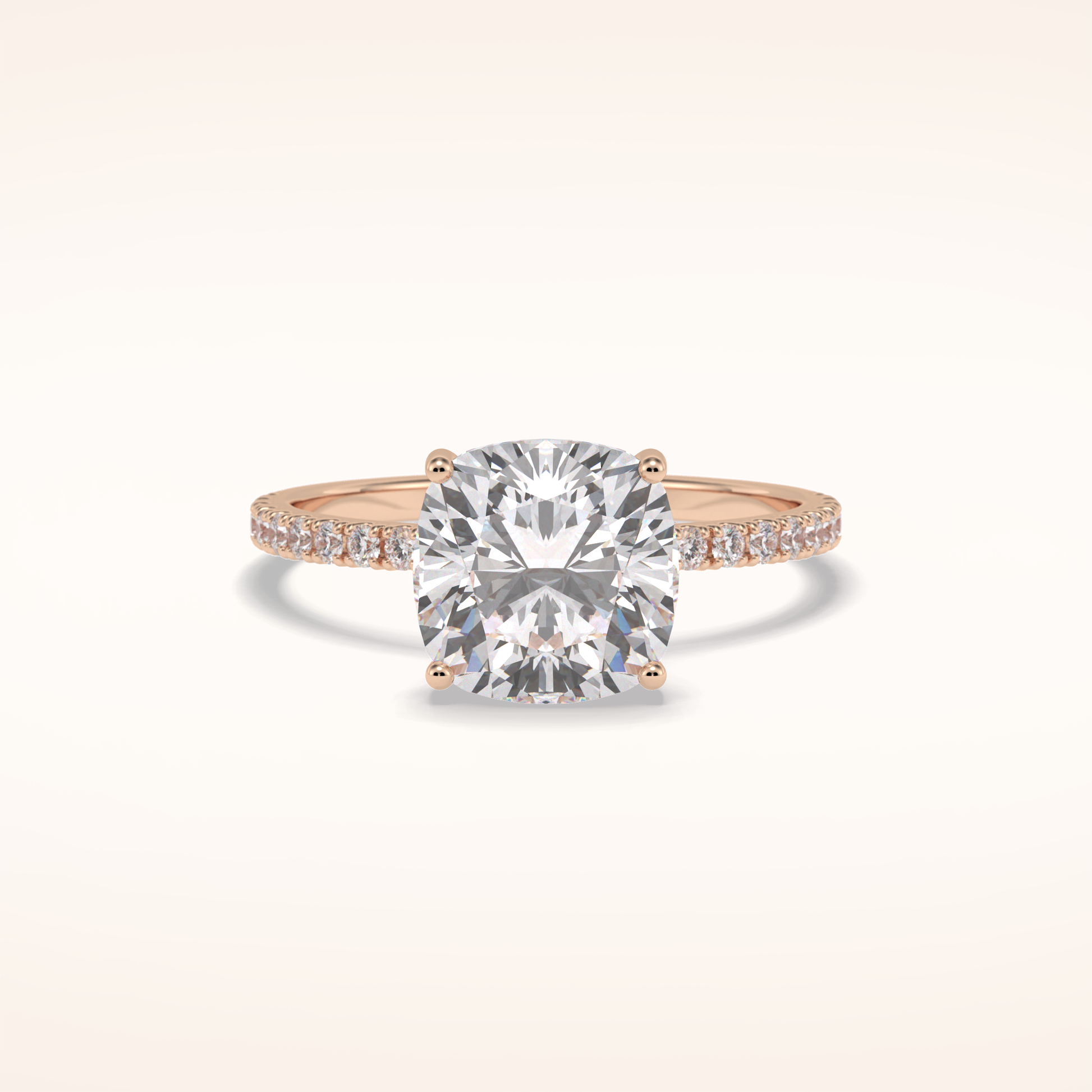 3.05 CT Cushion Shaped Pave Moissanite Engagement Ring