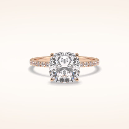3.05 CT Cushion Shaped Pave Moissanite Engagement Ring