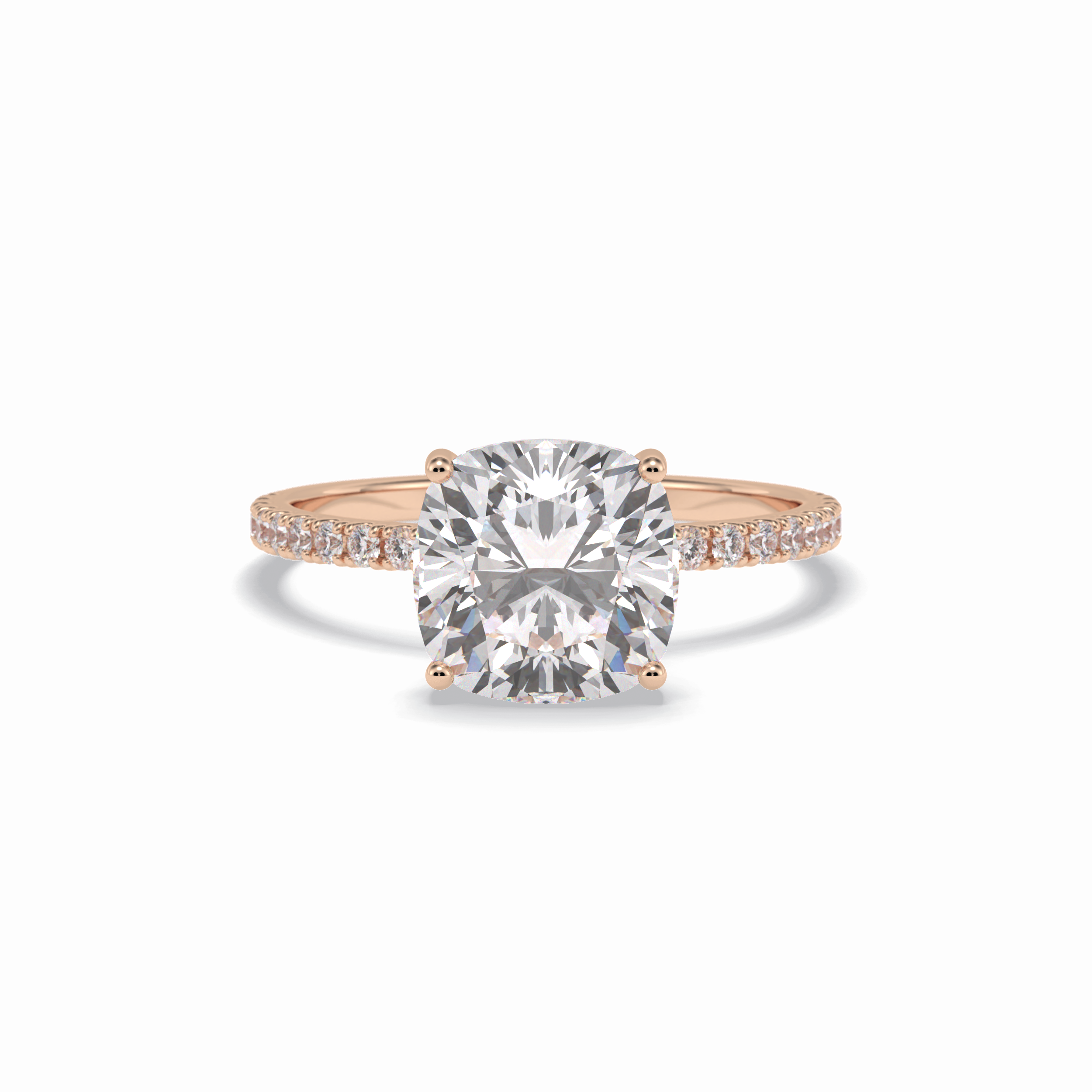 Cushion Pave Lab Grown Diamond Engagement Ring