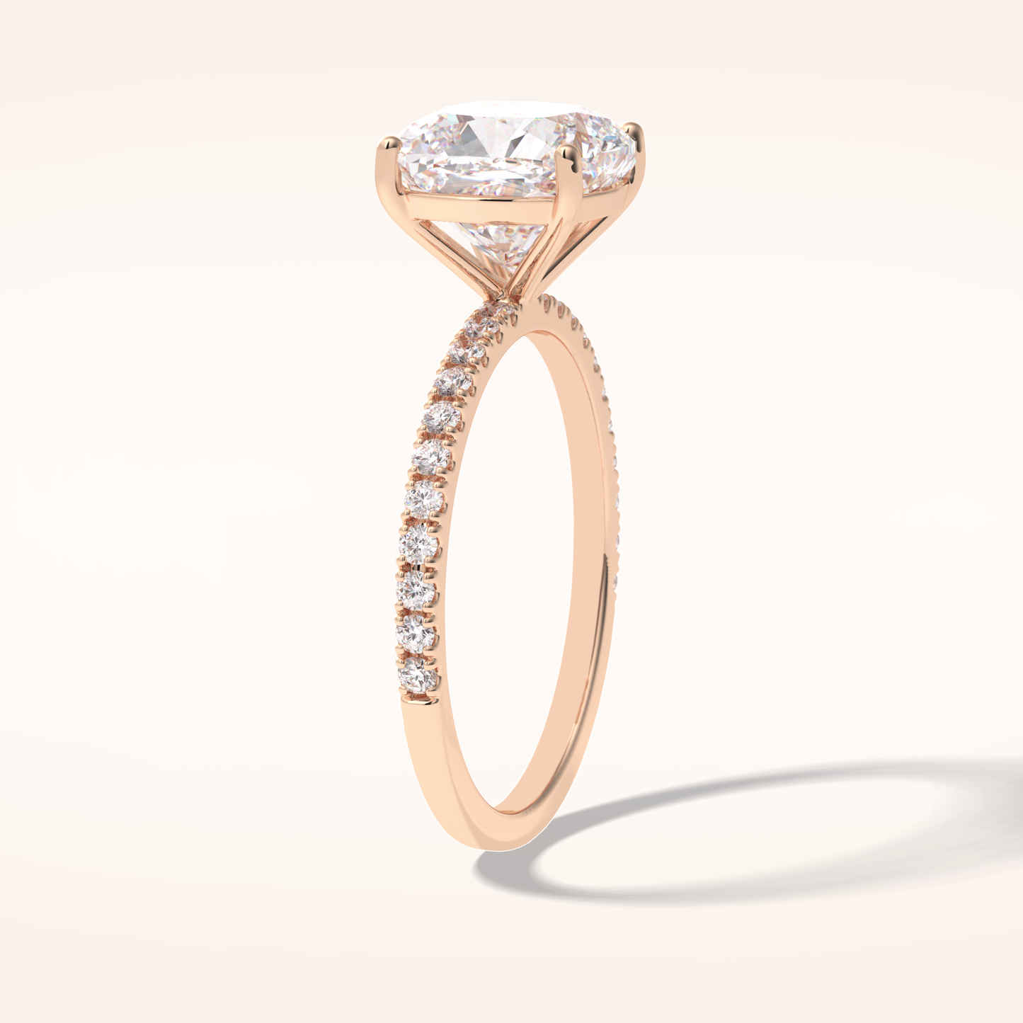 3.05 CT Cushion Shaped Pave Moissanite Engagement Ring