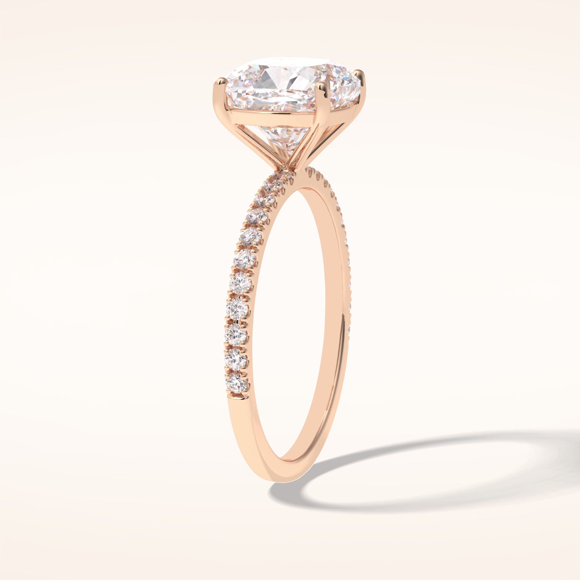 3.05 CT Cushion Shaped Pave Moissanite Engagement Ring