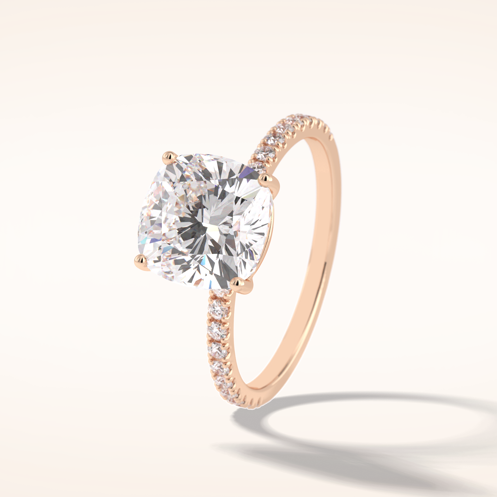 3.05 CT Cushion Shaped Pave Moissanite Engagement Ring