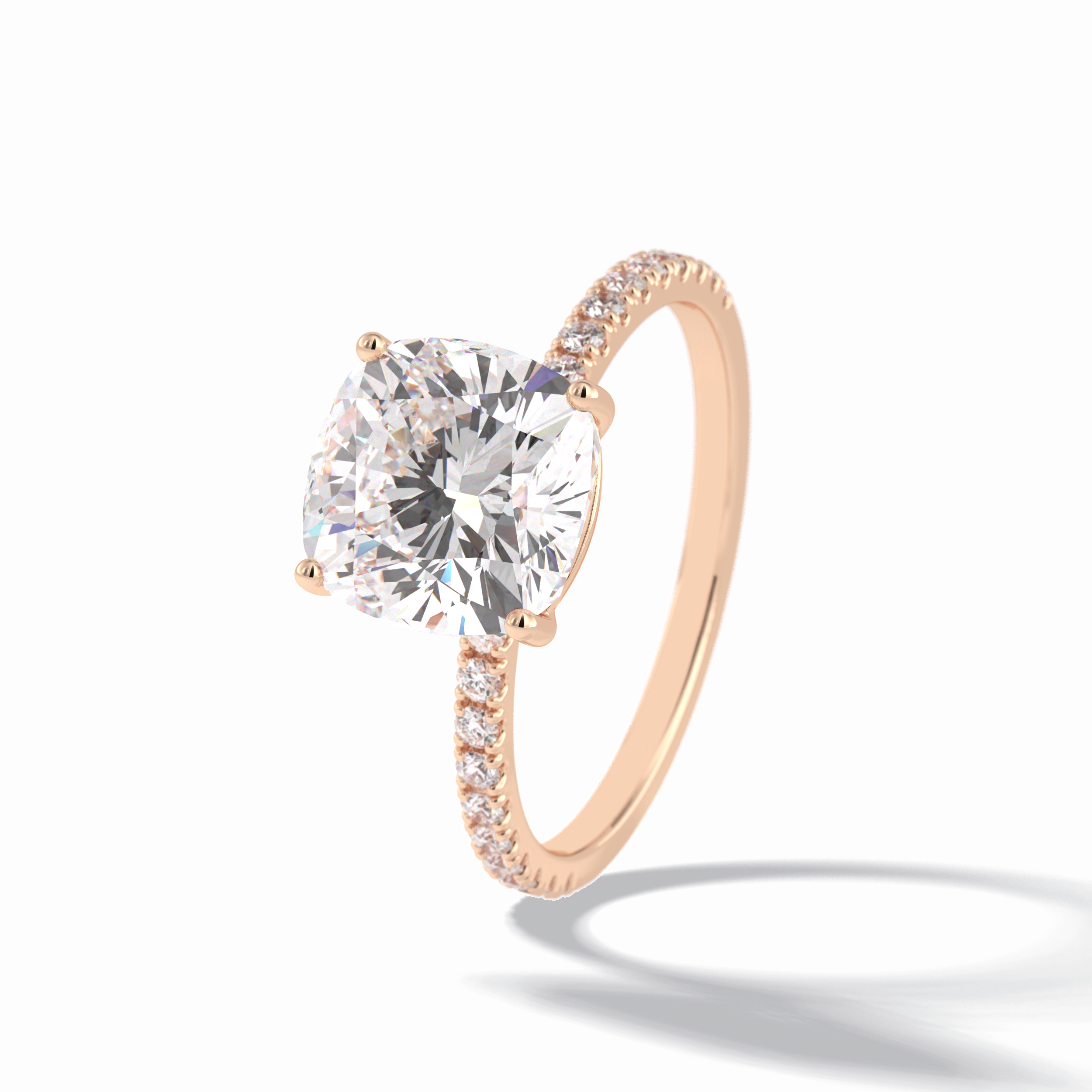 Cushion Pave Lab Grown Diamond Engagement Ring