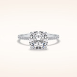 3.05 CT Cushion Shaped Pave Moissanite Engagement Ring