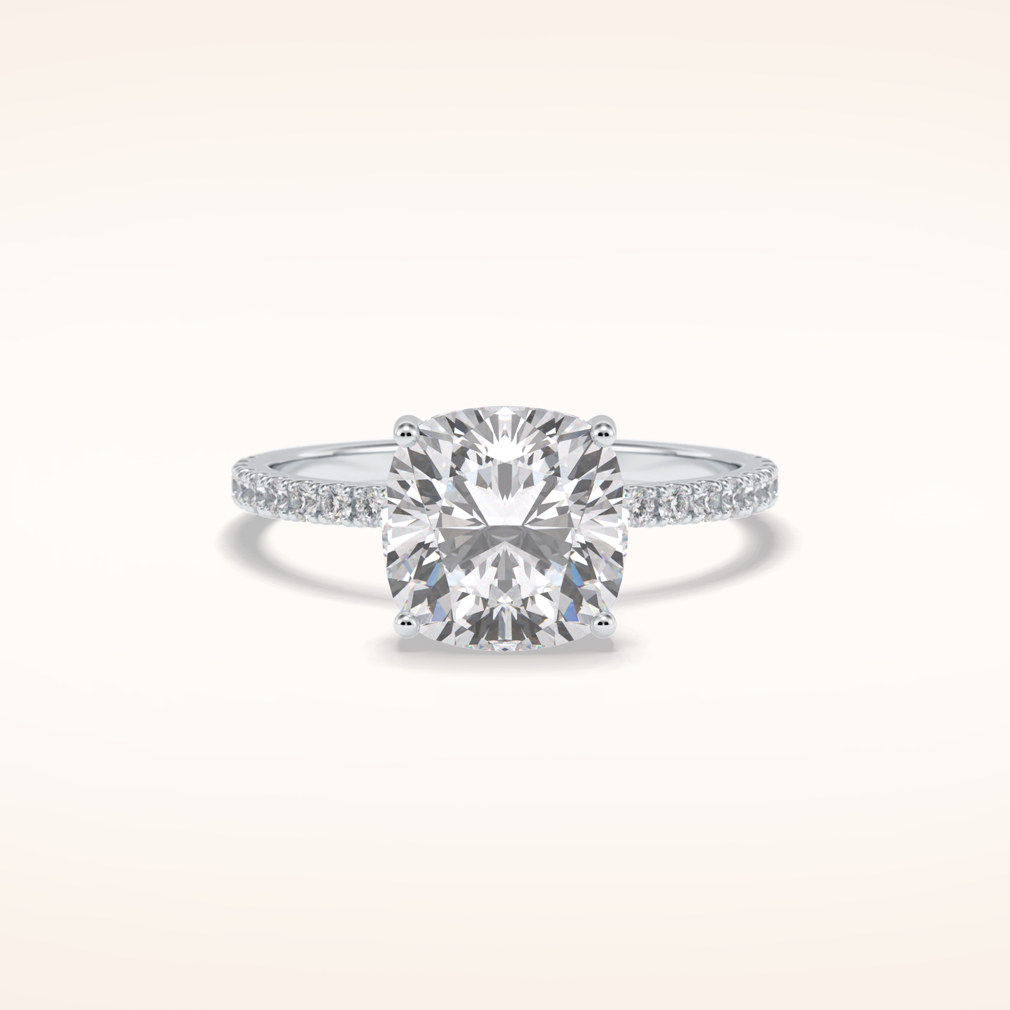3.05 CT Cushion Shaped Pave Moissanite Engagement Ring