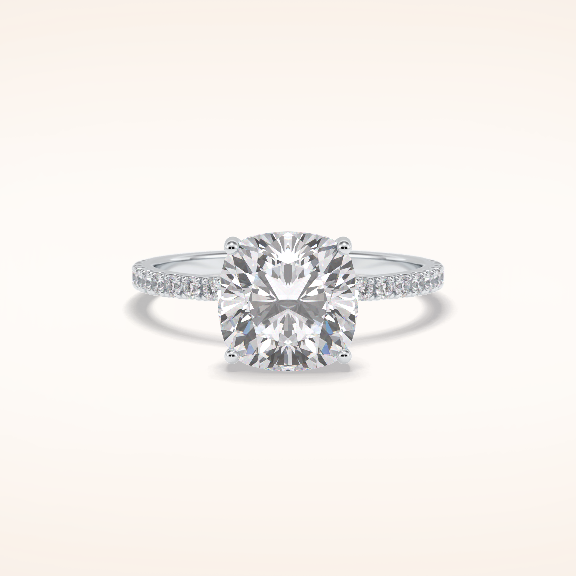 3.05 CT Cushion Shaped Pave Moissanite Engagement Ring