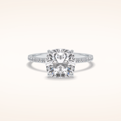 3.05 CT Cushion Shaped Pave Moissanite Engagement Ring