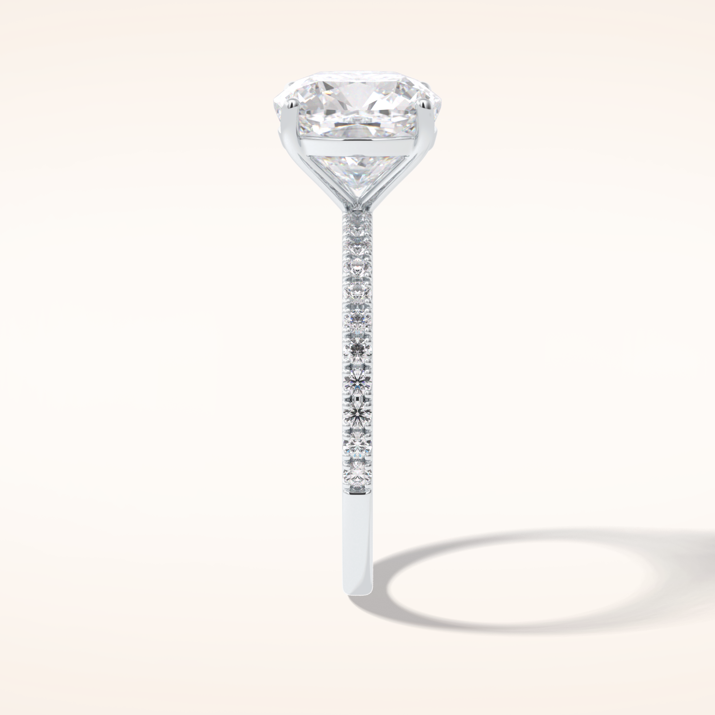 3.05 CT Cushion Shaped Pave Moissanite Engagement Ring