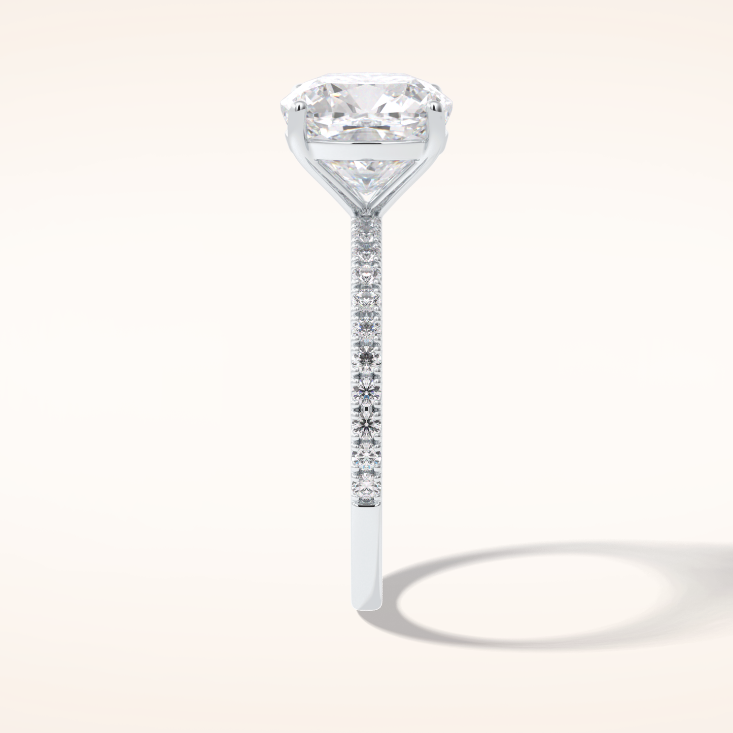 3.05 CT Cushion Shaped Pave Moissanite Engagement Ring