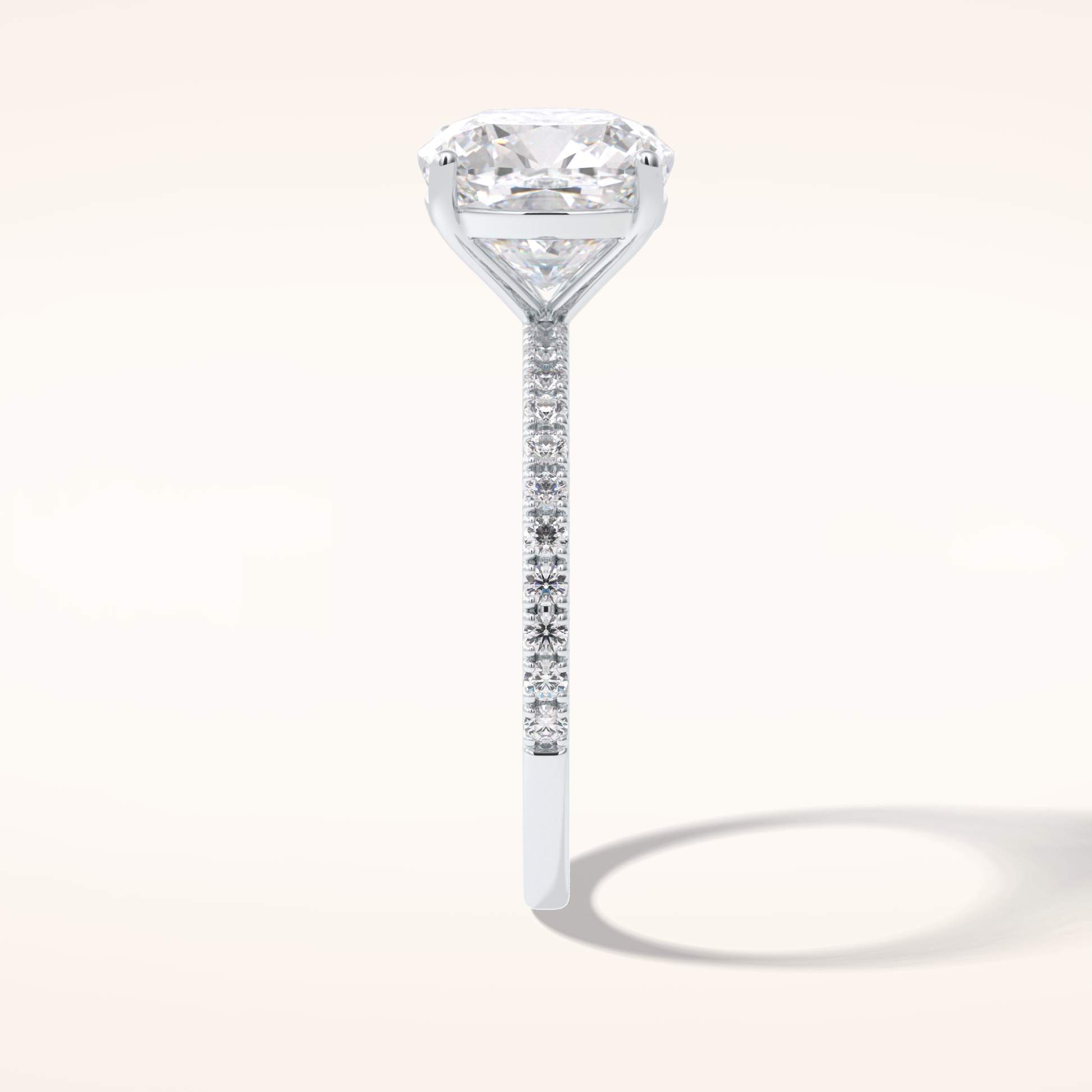 3.05 CT Cushion Shaped Pave Moissanite Engagement Ring