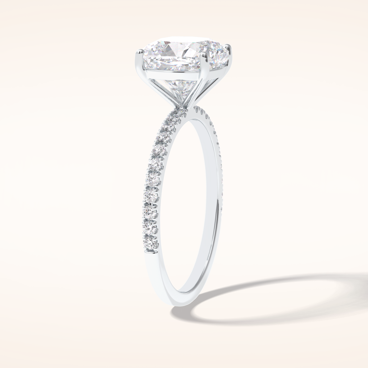 3.05 CT Cushion Shaped Pave Moissanite Engagement Ring