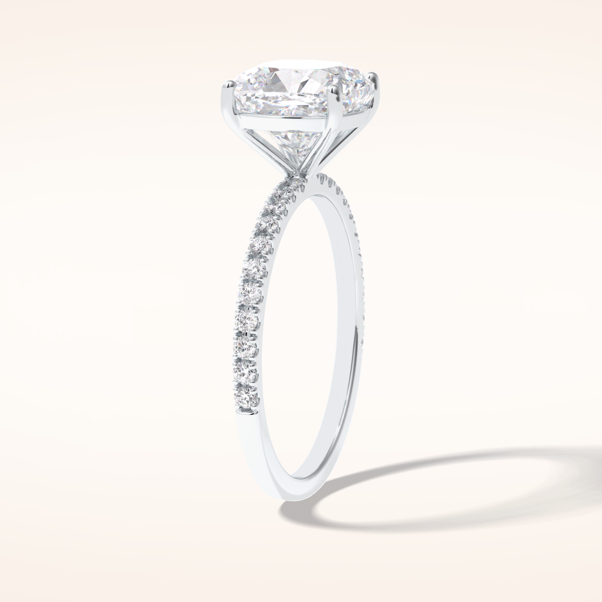 3.05 CT Cushion Shaped Pave Moissanite Engagement Ring
