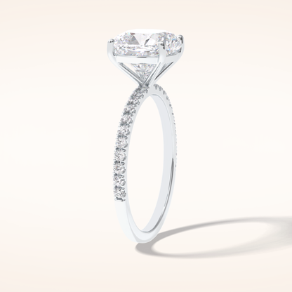 3.05 CT Cushion Shaped Pave Moissanite Engagement Ring