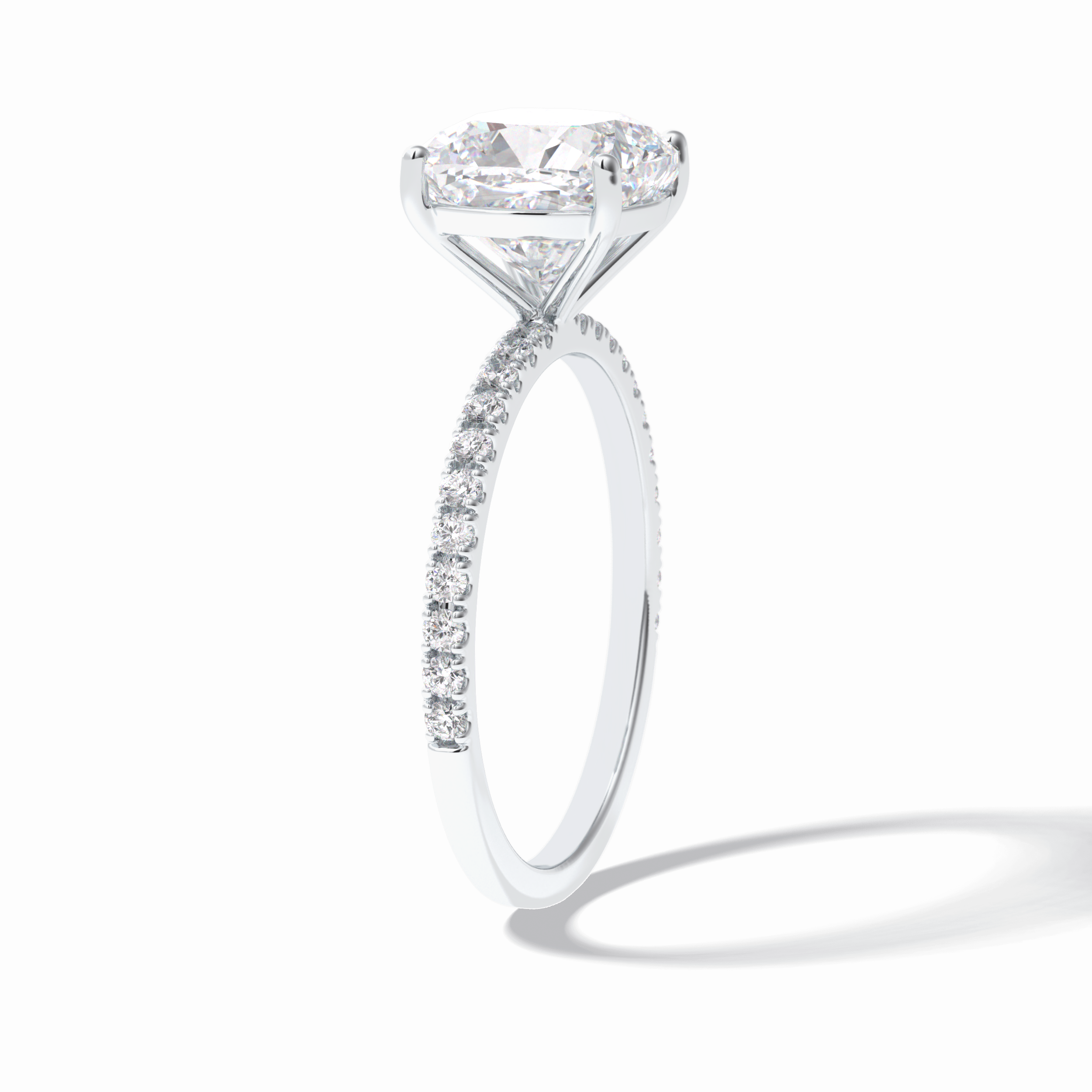 Cushion Pave Lab Grown Diamond Engagement Ring