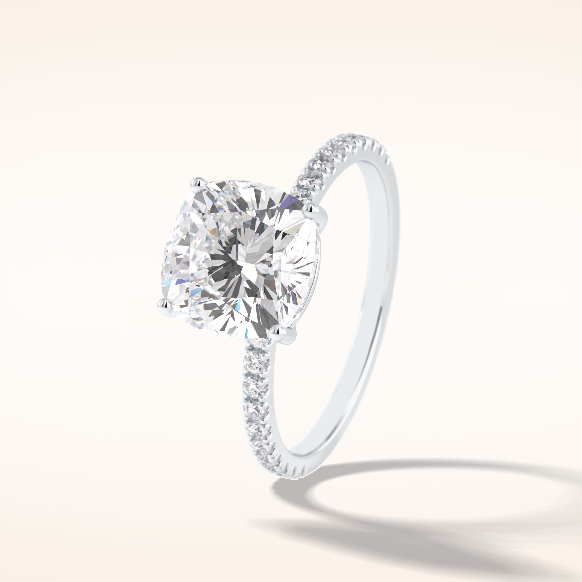 3.05 CT Cushion Shaped Pave Moissanite Engagement Ring