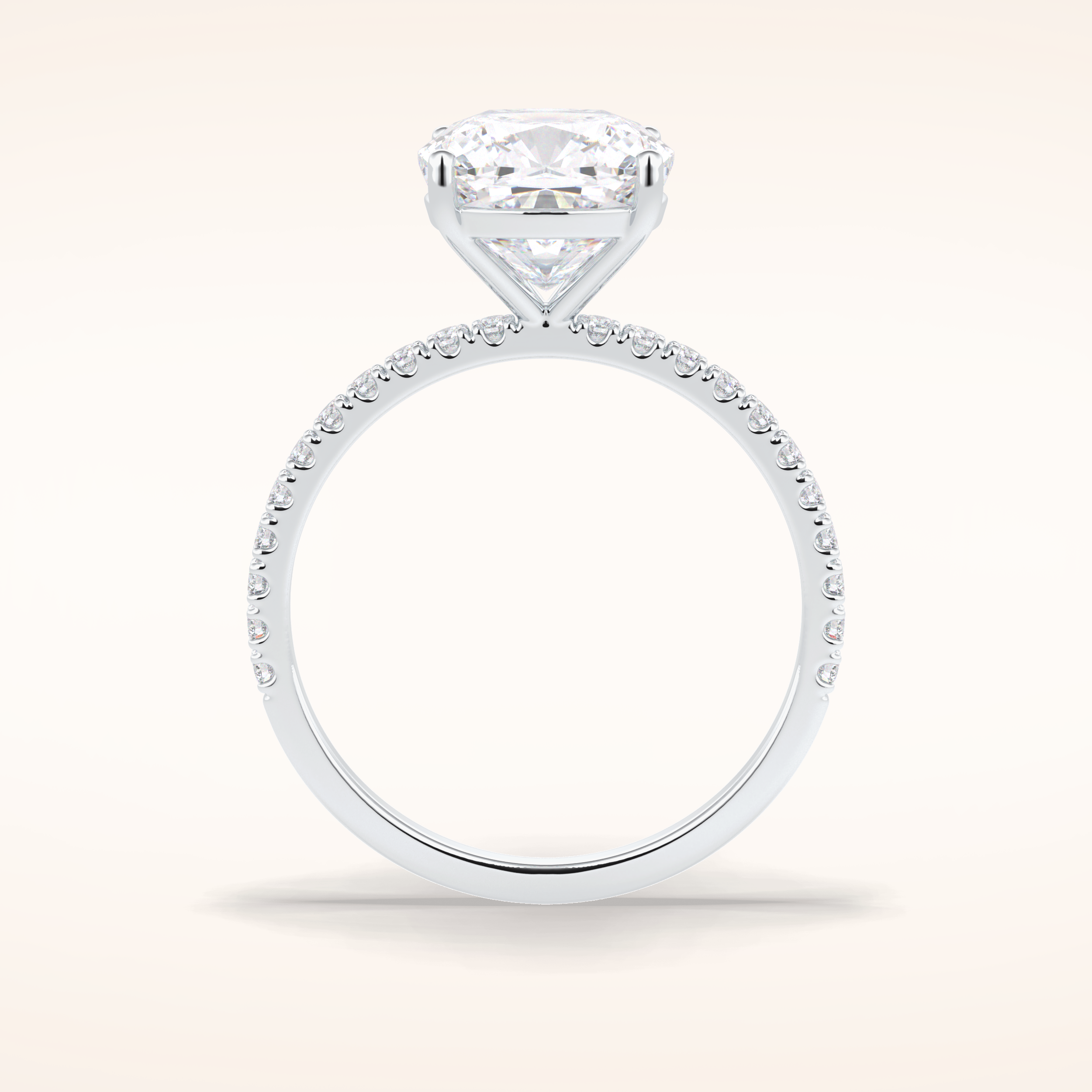 3.05 CT Cushion Shaped Pave Moissanite Engagement Ring
