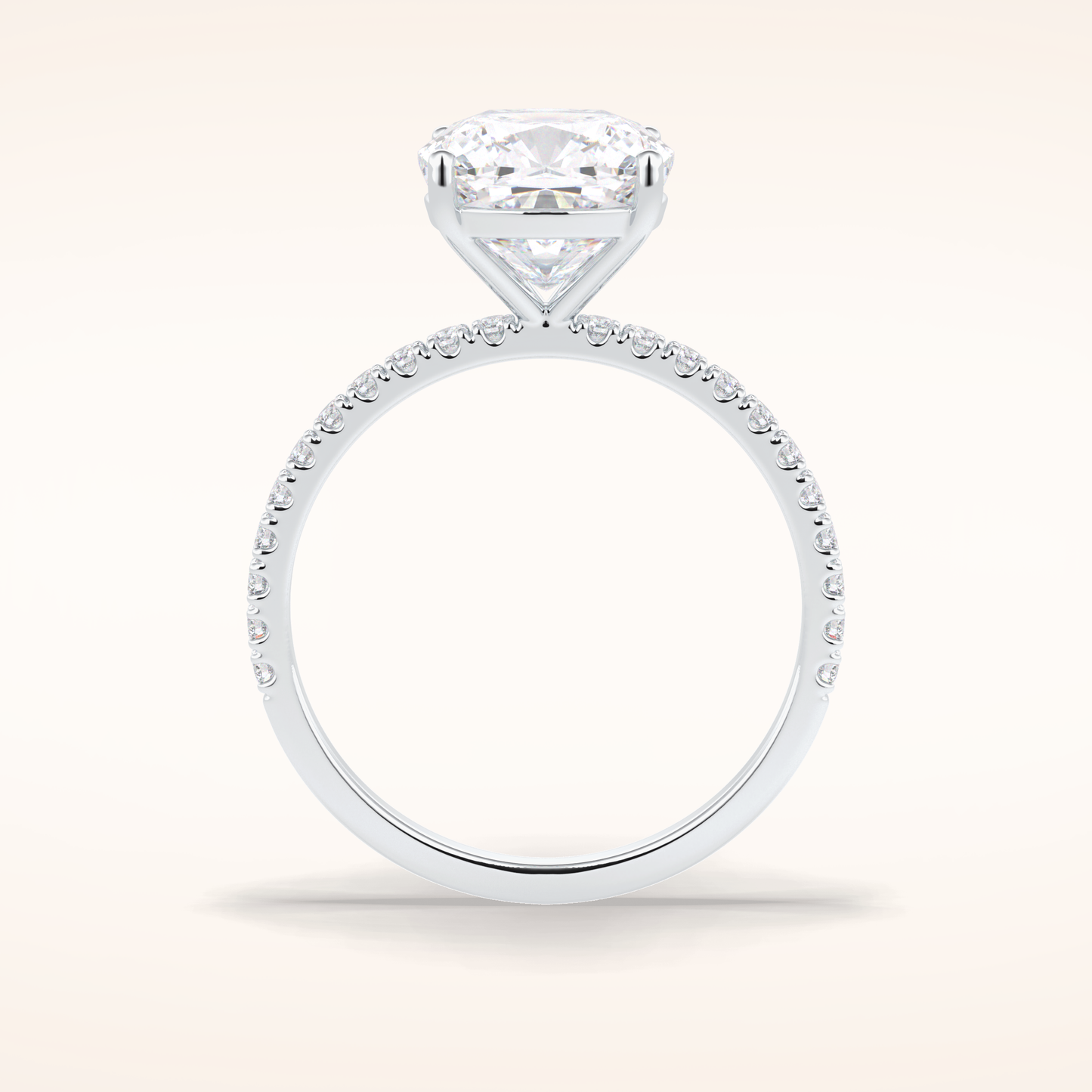 3.05 CT Cushion Shaped Pave Moissanite Engagement Ring
