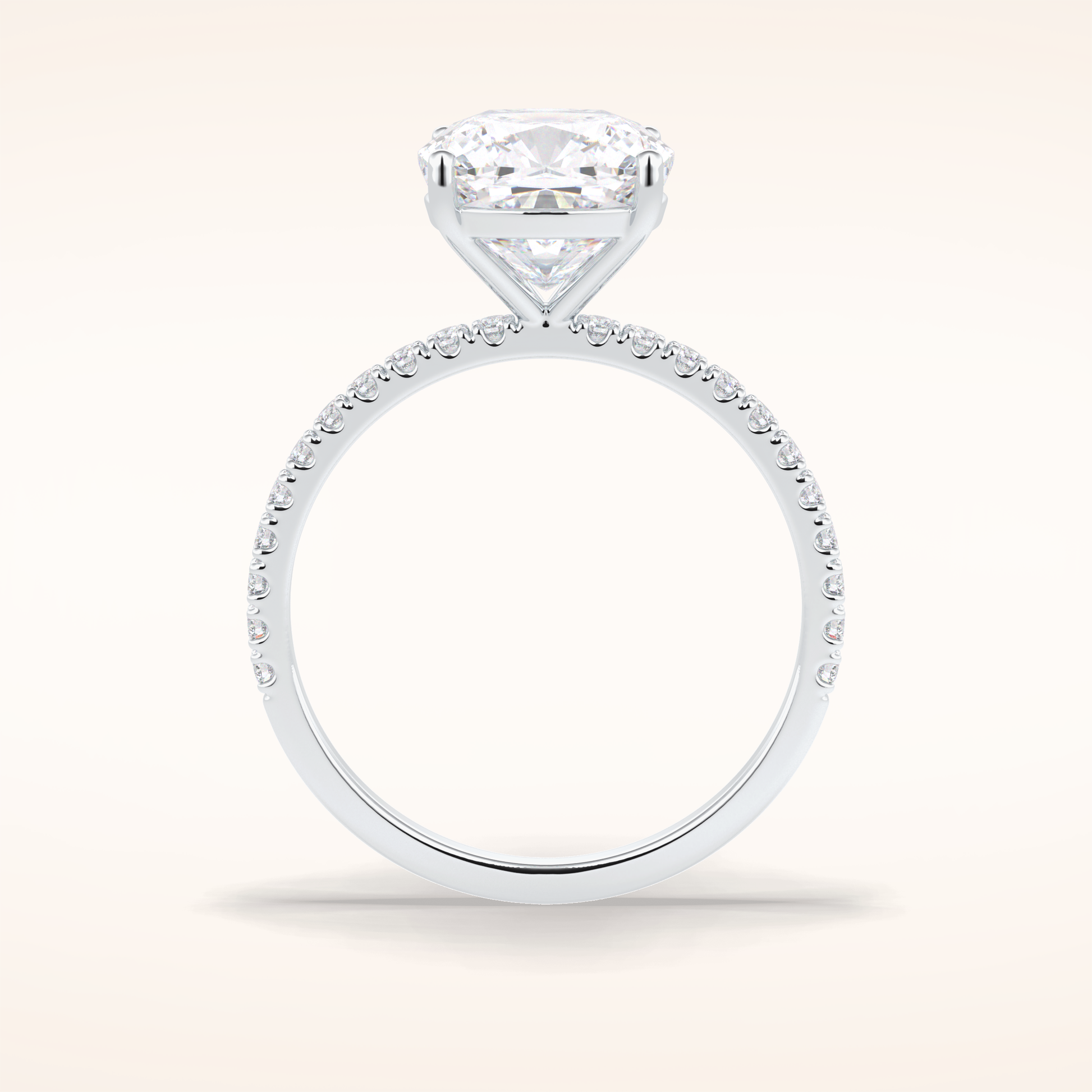 3.05 CT Cushion Shaped Pave Moissanite Engagement Ring
