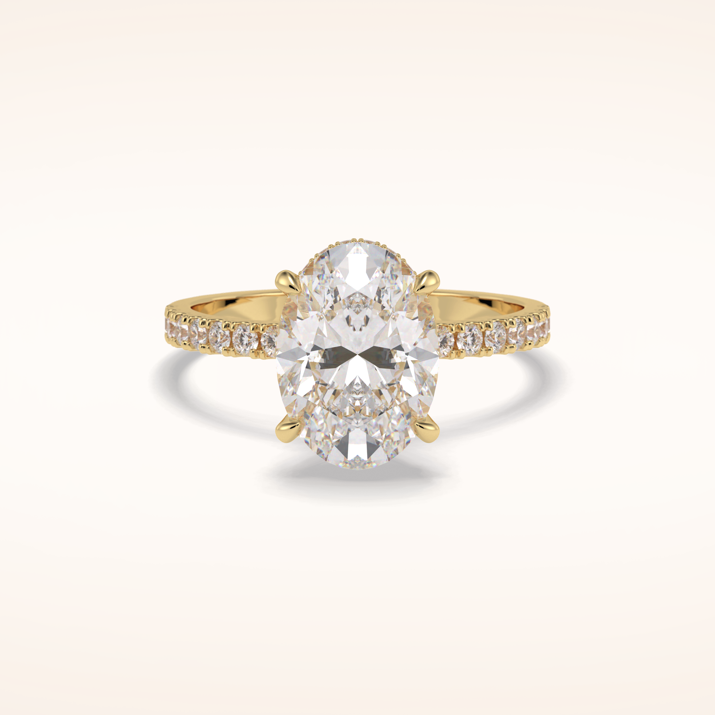2.75 CT Oval Shaped Pave Moissanite Engagement Ring