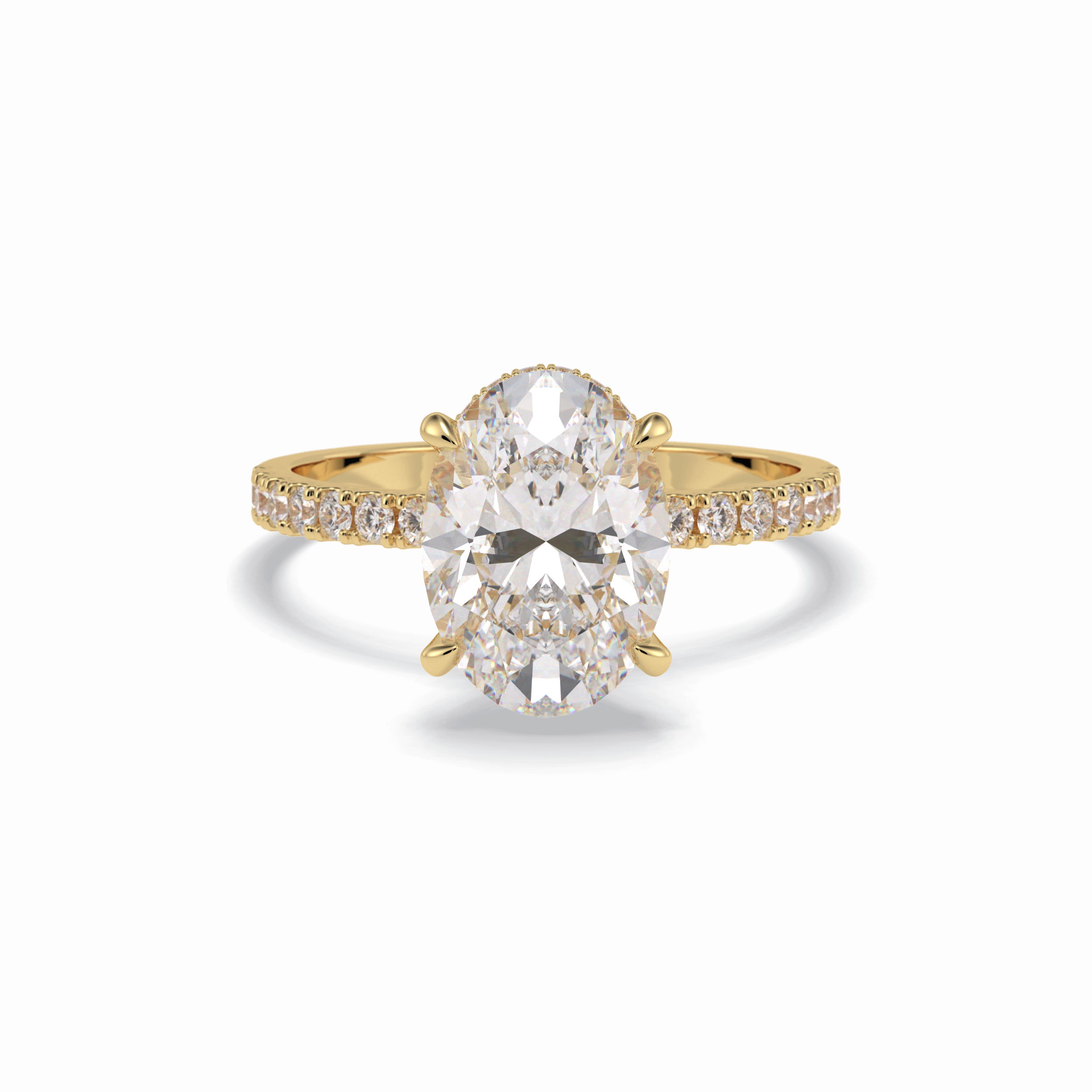 Oval Hidden Halo & Pave Lab Grown Diamond Engagement Ring