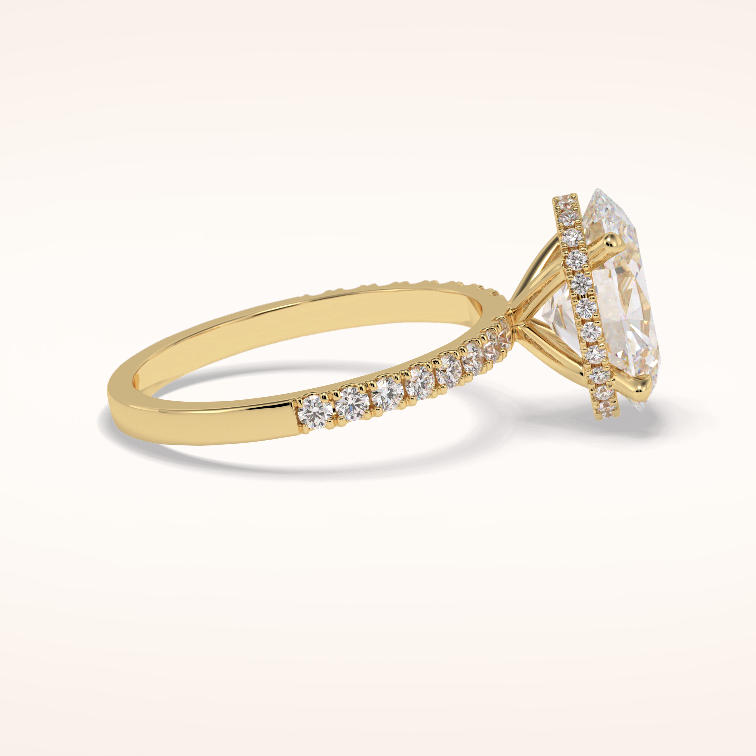 2.75 CT Oval Shaped Pave Moissanite Engagement Ring
