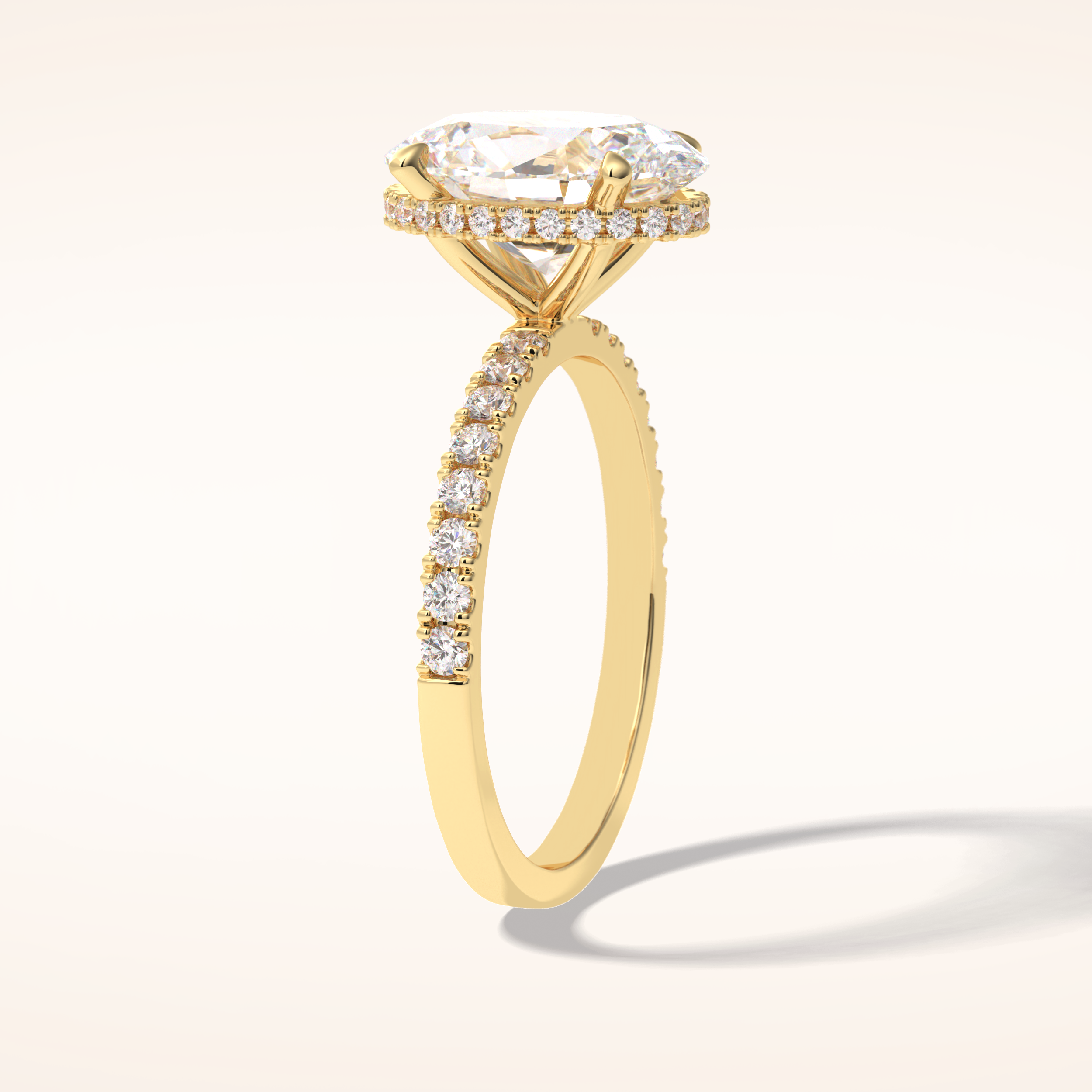 2.75 CT Oval Shaped Pave Moissanite Engagement Ring