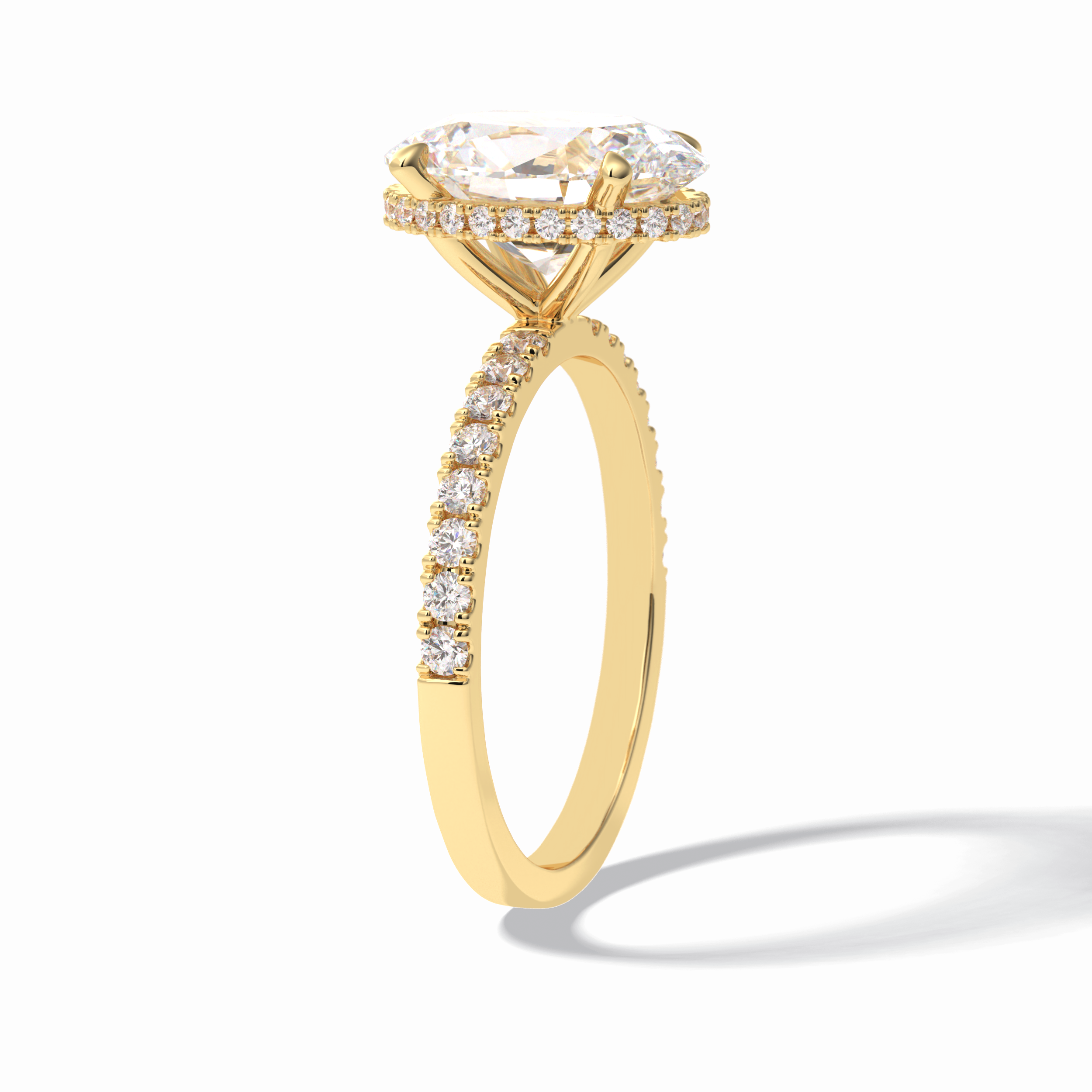 Oval Hidden Halo & Pave Lab Grown Diamond Engagement Ring