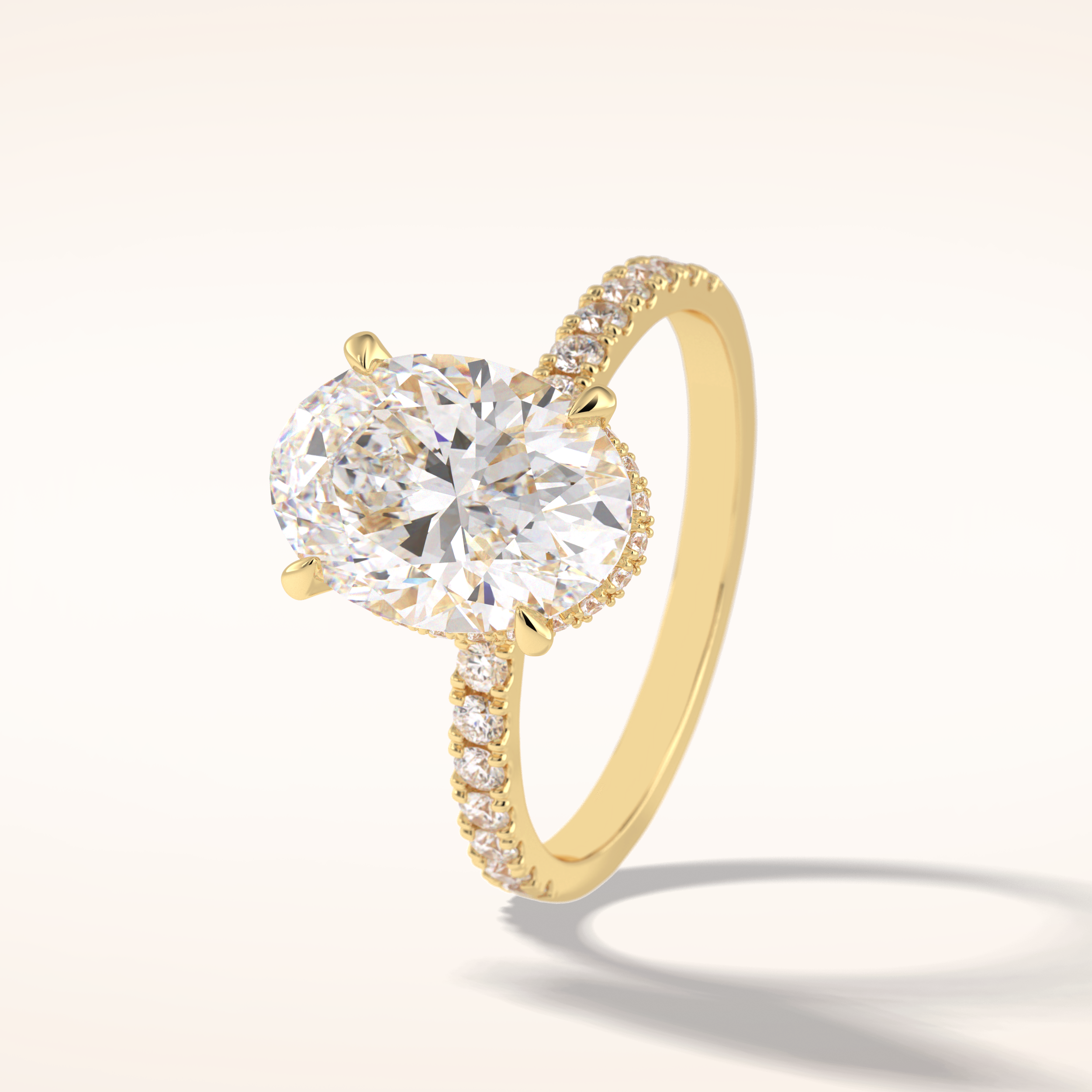 2.75 CT Oval Shaped Pave Moissanite Engagement Ring